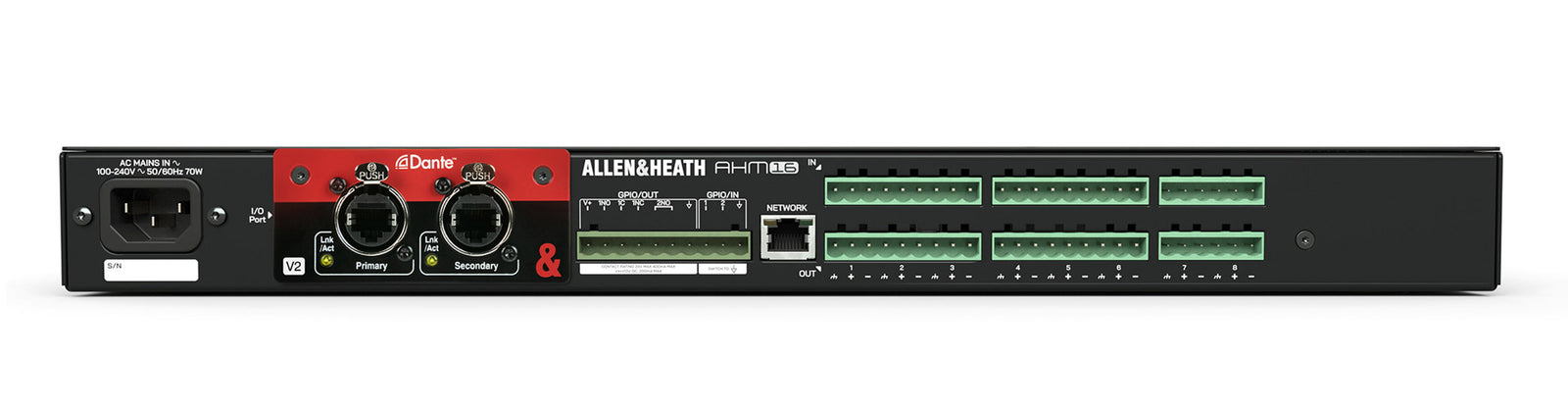 Allen & Heath AHM-16, 1RU 16x16 Audio Matrix Processor with 8x8 Local Analog I/O by ALLEN & HEATH