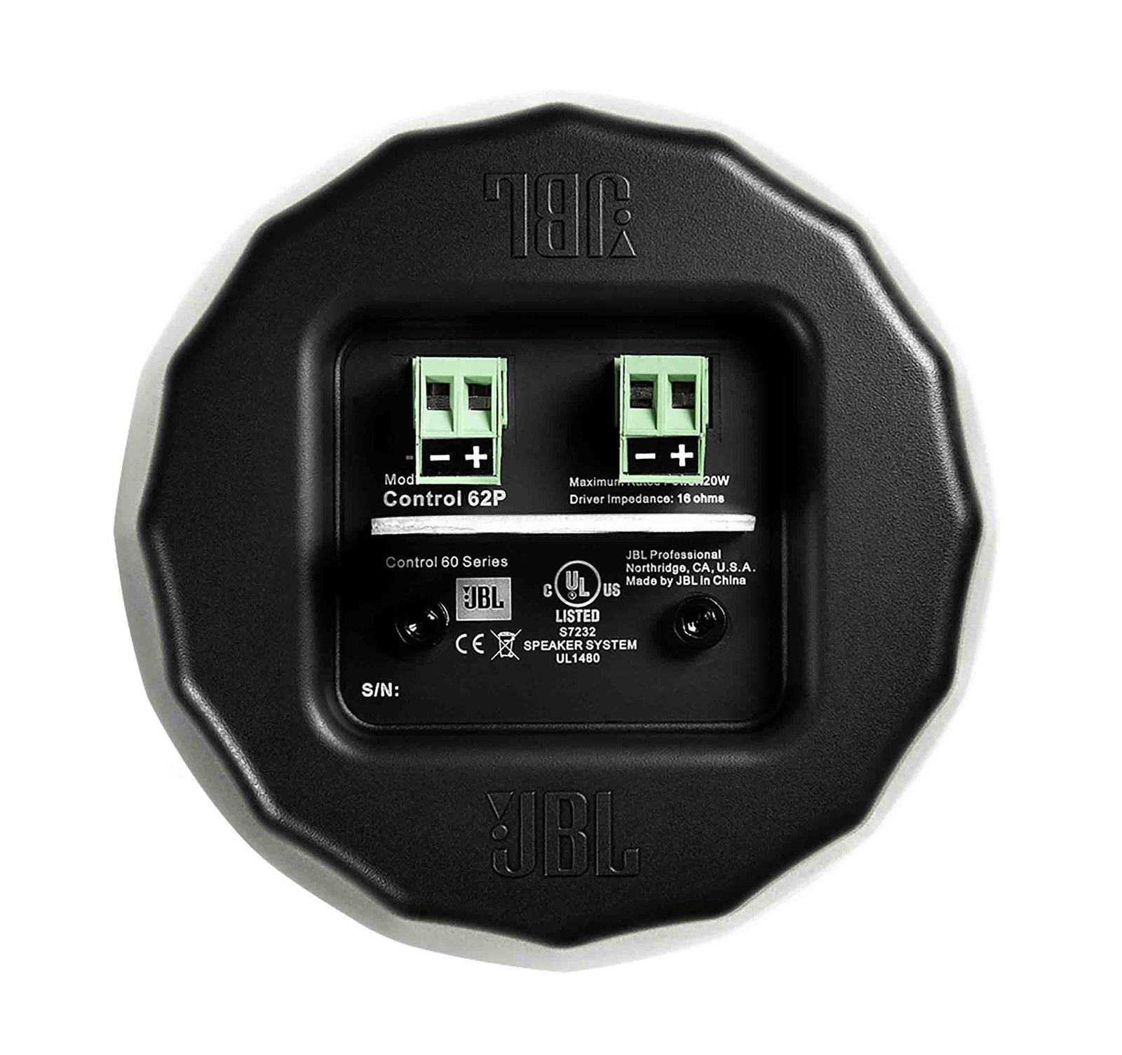 JBL C62P, Ultra Compact Mid-High Satellite Pendant Speaker - Black by JBL