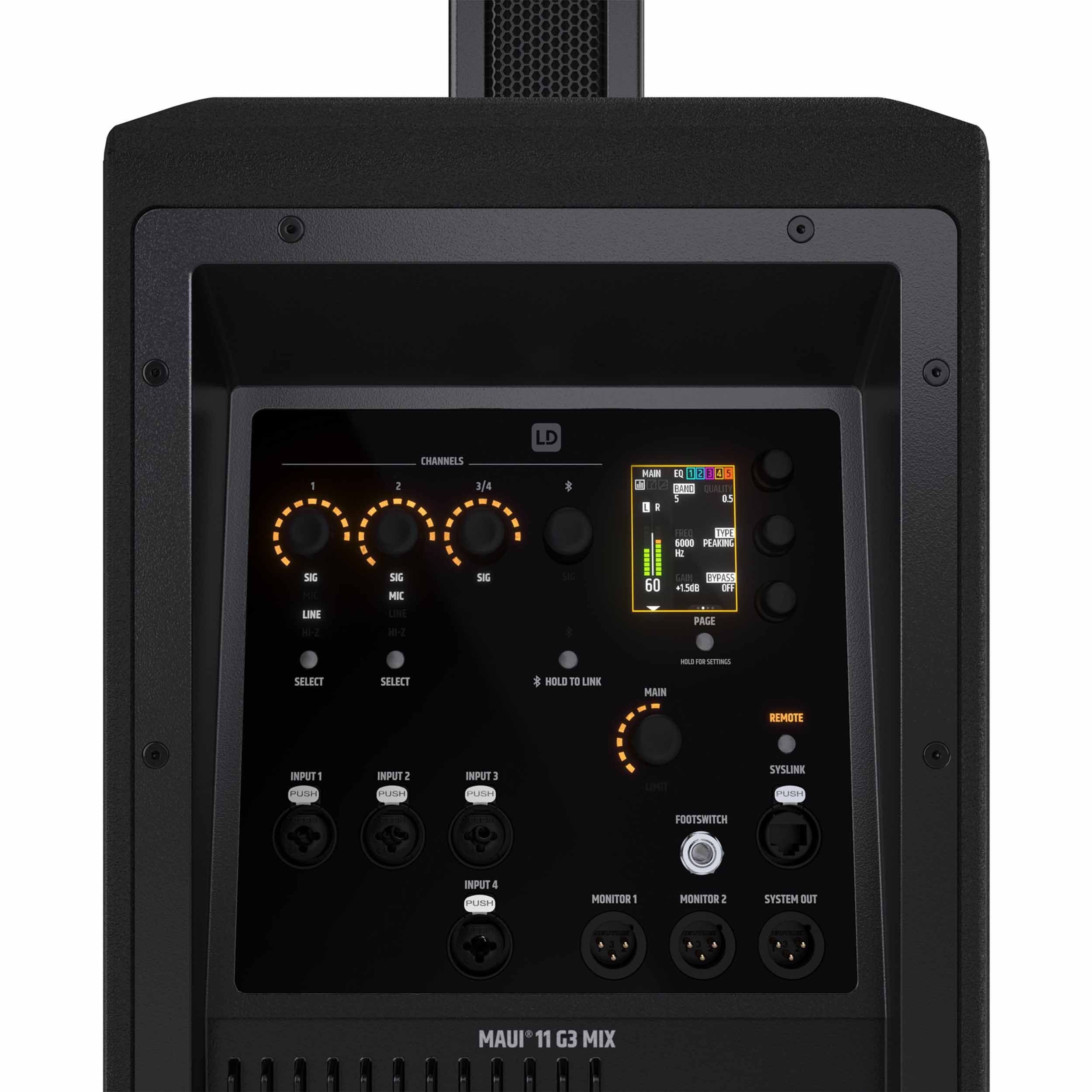 LD System MAUI 11 G3 MIX, Portable Cardioid Column PA System with Digital Mixer - Black