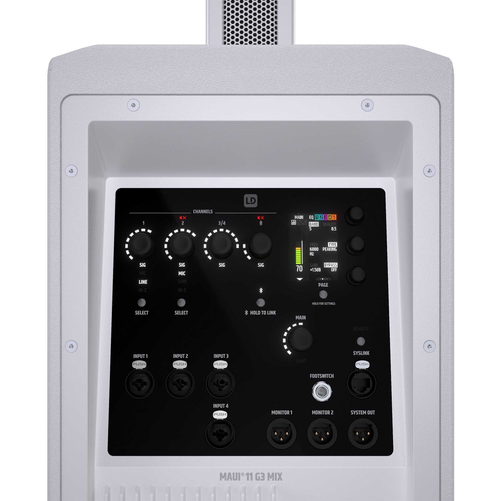 LD System MAUI 11 G3 MIX White, Portable Cardioid Column PA System with Digital Mixer by LD Systems