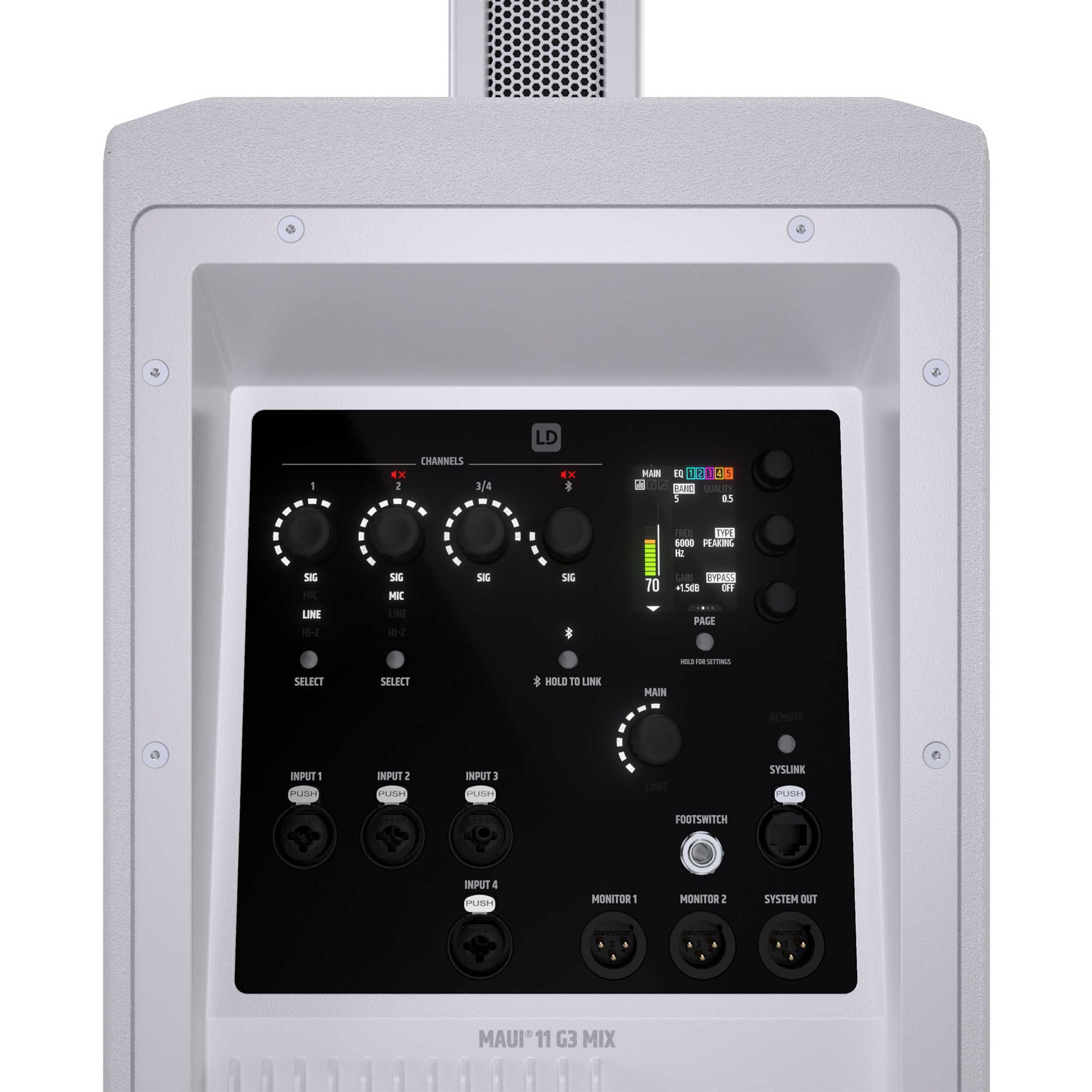 LD System MAUI 11 G3 MIX White, Portable Cardioid Column PA System with Digital Mixer