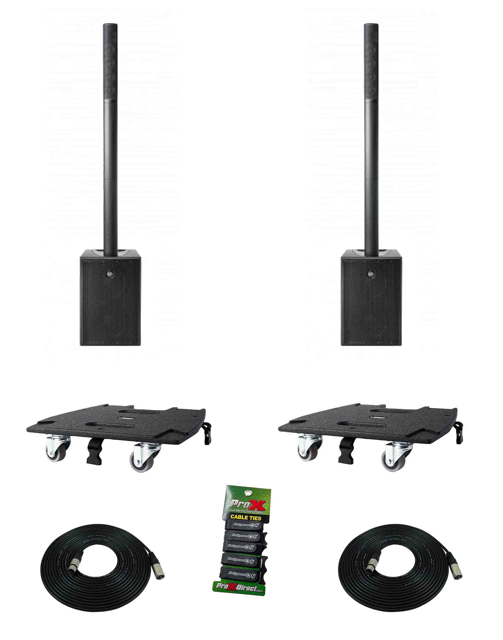 DAS Audio ALTEADUO20APLDUO, 3-Way Powered Portable Column System DJ Package with Transport Dolly by DAS Audio