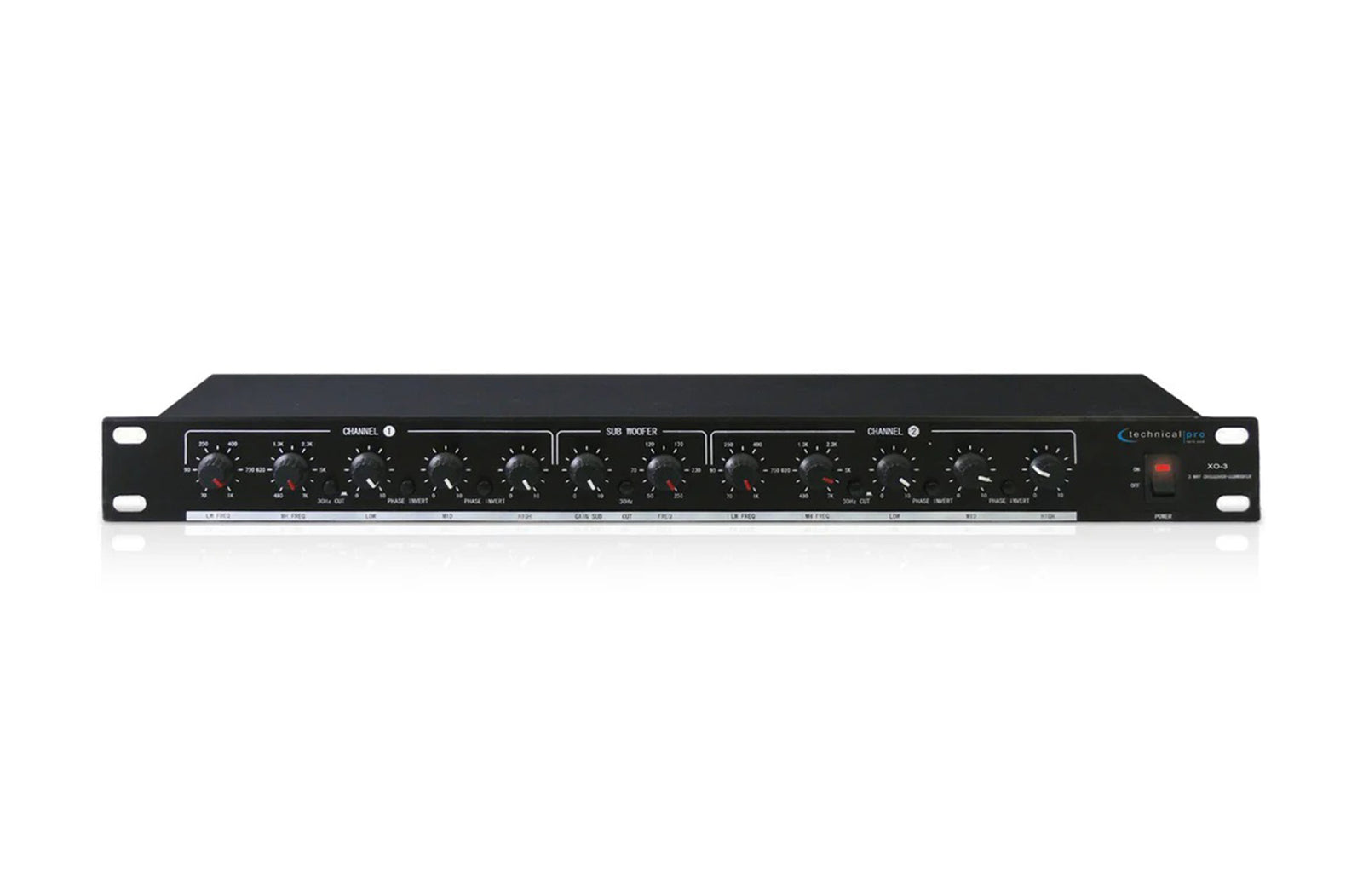 Technical Pro XO3, 3 Way Crossover with Subwoofer Output - 20Hz-25kHz±1dB by Technical Pro