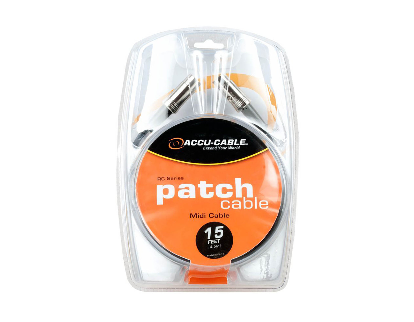 Accu-Cable MIDI-15, 5-Pin MIDI Cable for Instrument and Audio Connections - 15 Ft by Accu Cable