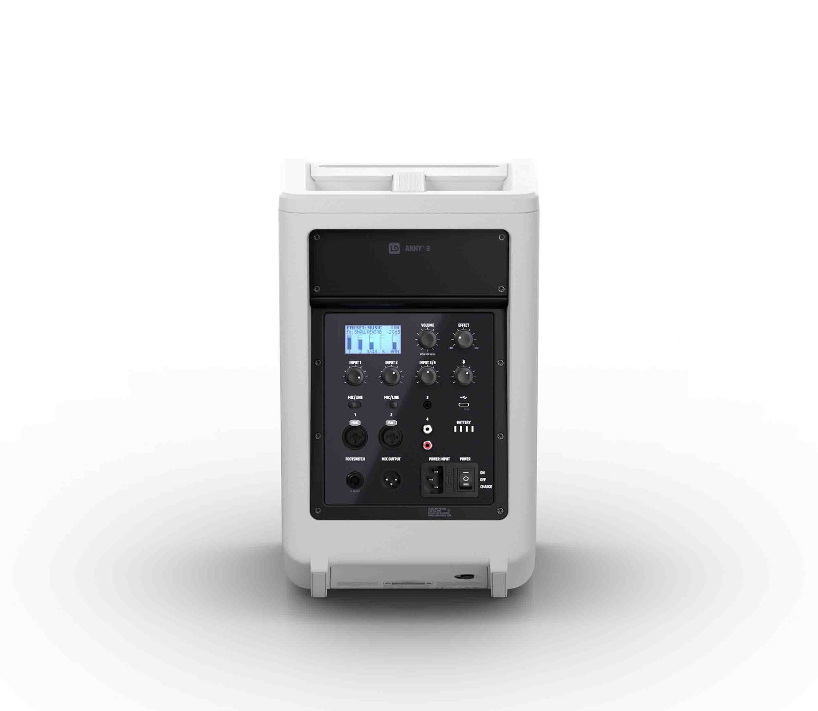 LD Systems LDS-ANNY8W(US) Portable Battery-Powered Bluetooth PA Loudspeaker with Mixer - White by LD Systems