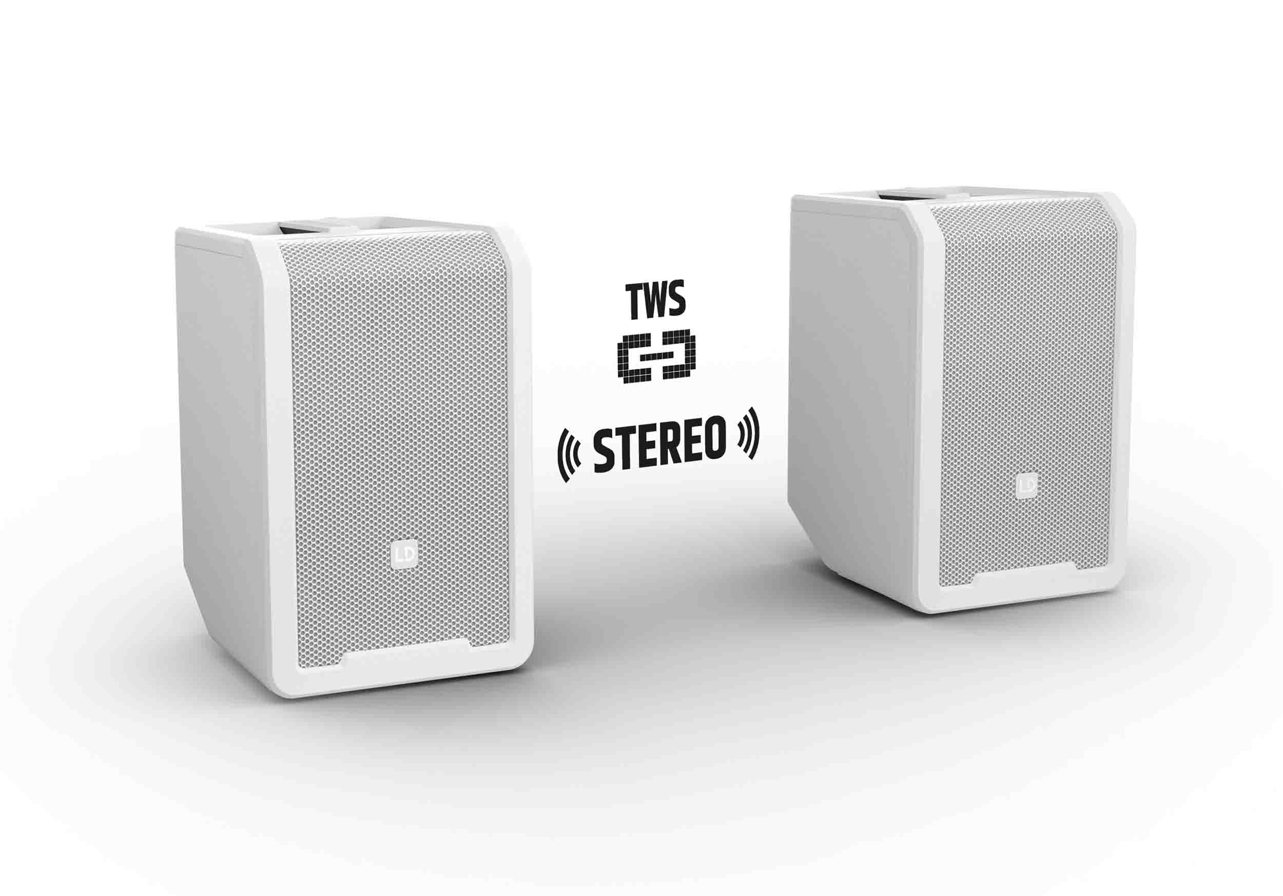 LD Systems LDS-ANNY8W(US) Portable Battery-Powered Bluetooth PA Loudspeaker with Mixer - White by LD Systems
