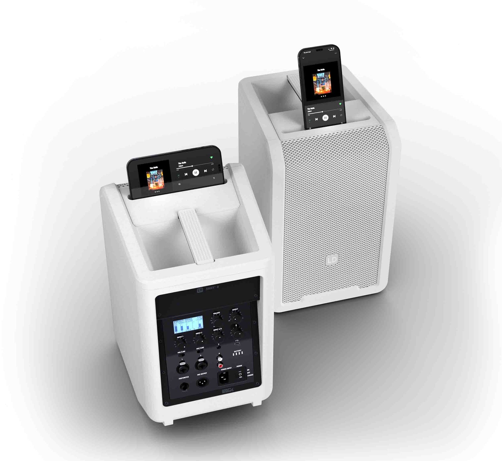 LD Systems LDS-ANNY8W(US) Portable Battery-Powered Bluetooth PA Loudspeaker with Mixer - White by LD Systems