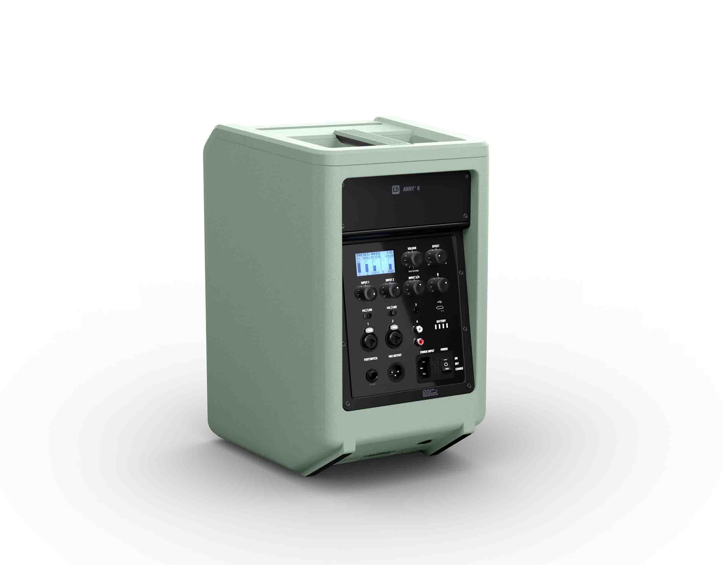 LD Systems LDS-ANNY8GN(US) Portable Battery-Powered Bluetooth PA Loudspeaker with Mixer - Adventure Green by LD Systems