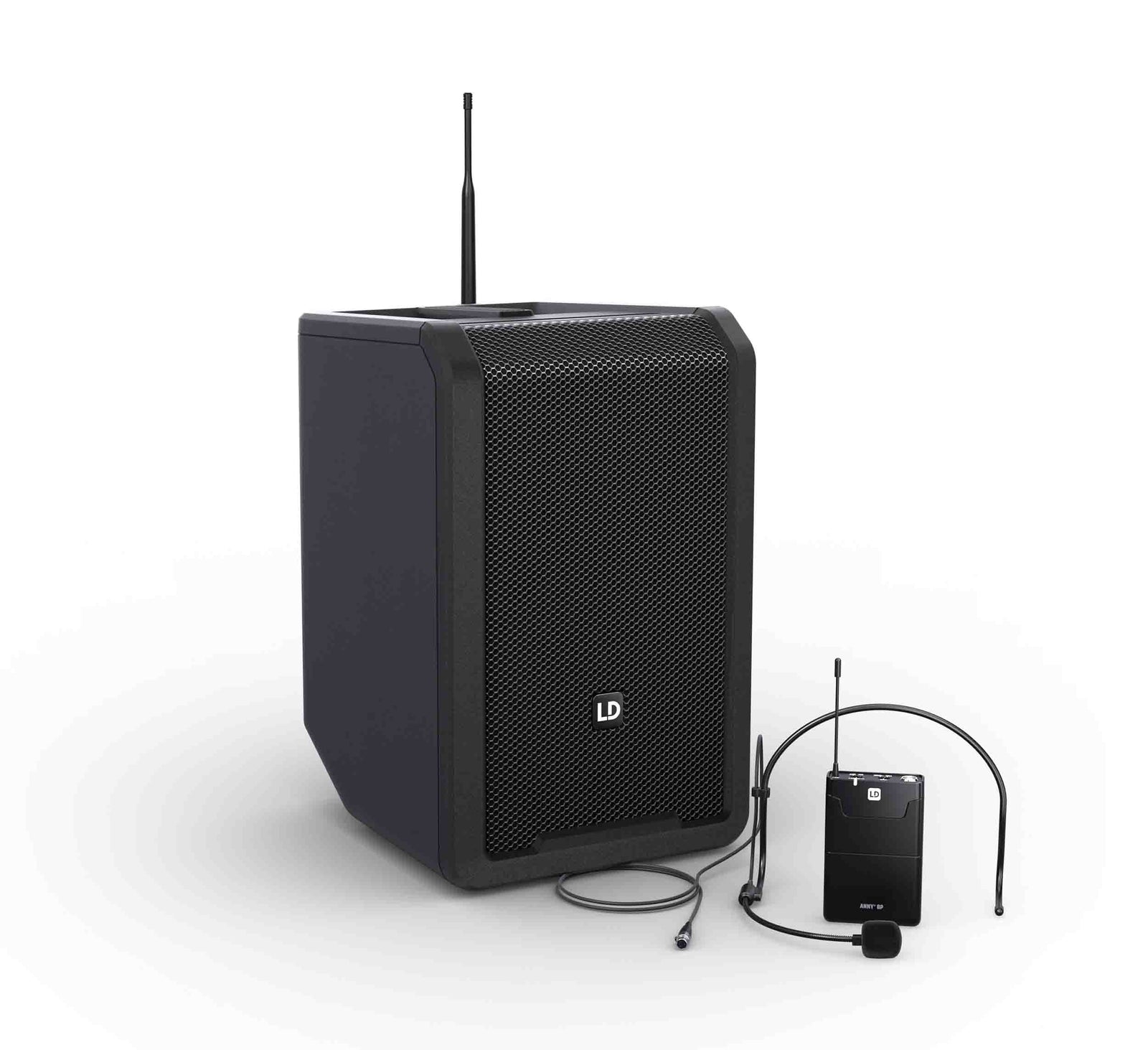 LD Systems LDS-ANNY8BPHB47(US) Portable Battery-Powered Bluetooth PA Loudspeaker with Mixer and 1x Headset Microphone - Stage Black by LD Systems