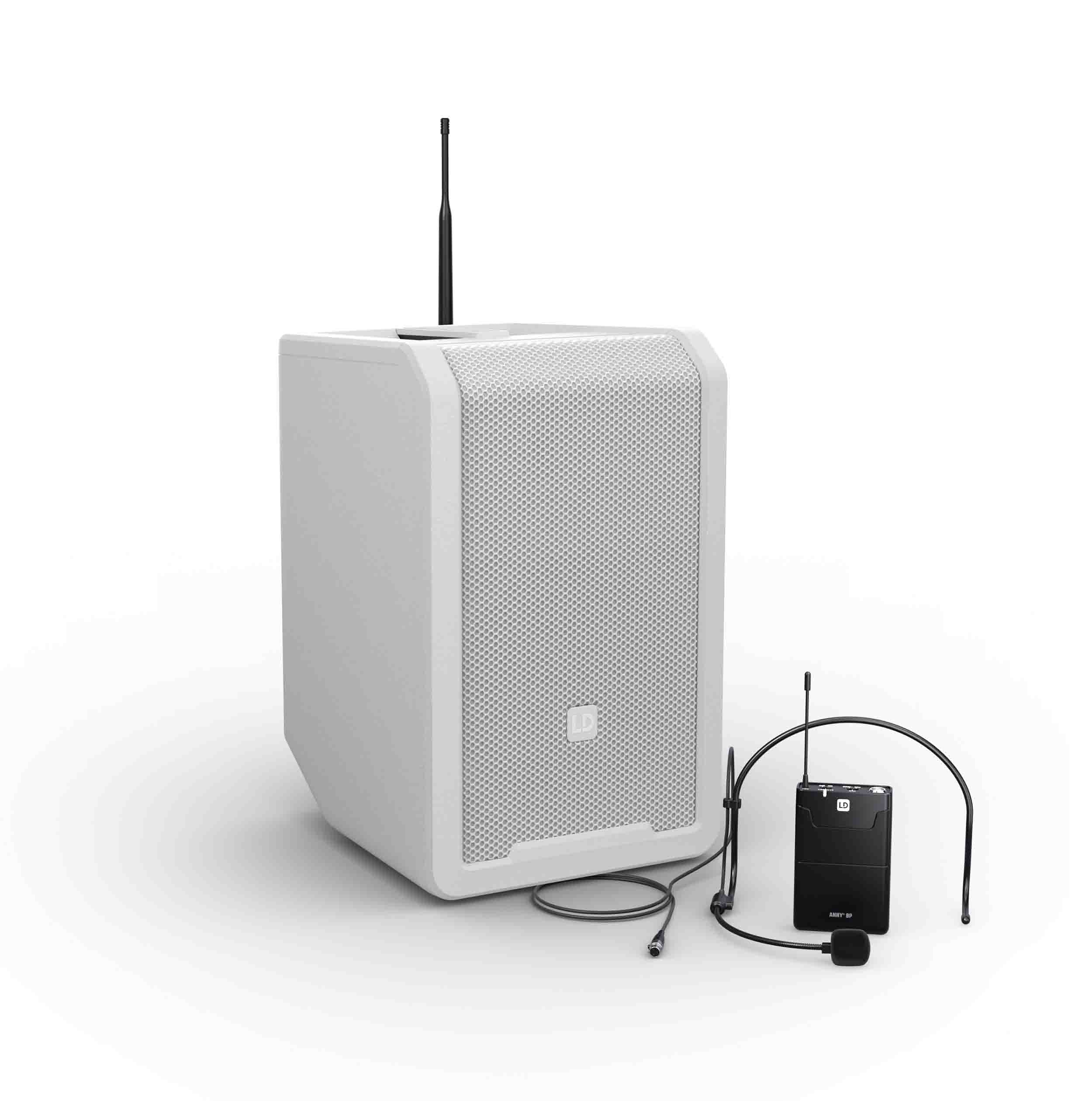 LD Systems LDS-ANNY8WBPHB47(US) Portable Battery-Powered Bluetooth PA Loudspeaker with Mixer and 1x Headset Microphone - Pure White by LD Systems