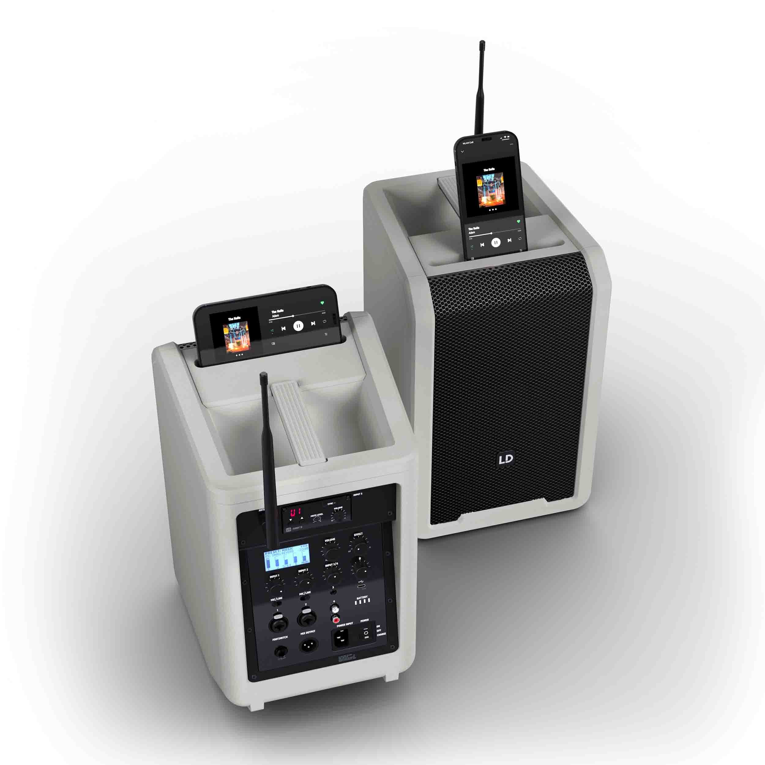LD Systems LDS-ANNY8GBPHB47(US) Portable Battery-Powered Bluetooth PA Loudspeaker with Mixer and 1x Headset Microphone - Urban Grey by LD Systems