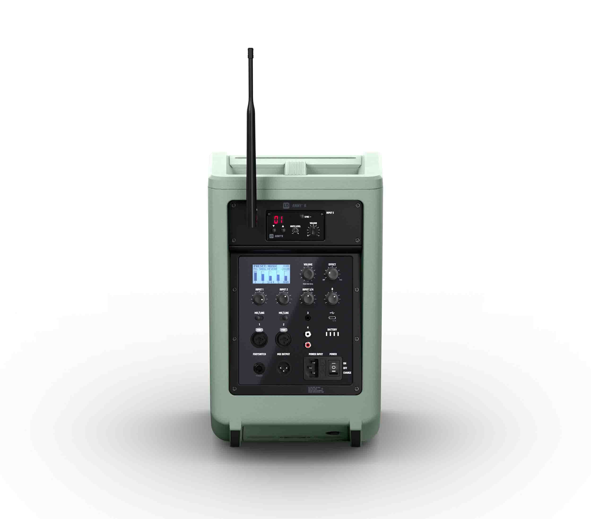 LD Systems LDS-ANNY8GNBPHB47(US) Portable Battery-Powered Bluetooth PA Loudspeaker with Mixer and 1x Headset Microphone - Adventure Green by LD Systems