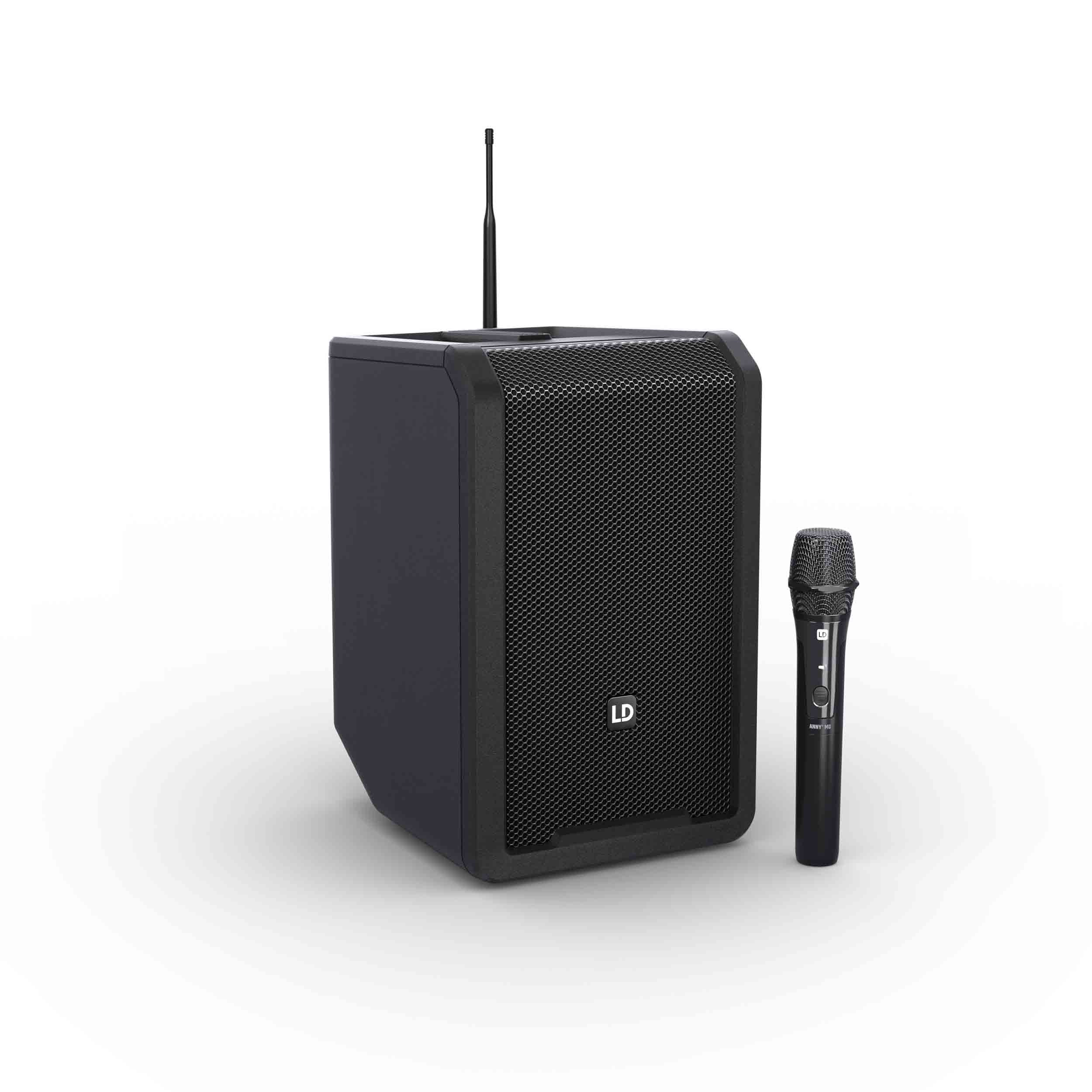 LD Systems ANNY 8 HHD B4.7 (US), Portable Battery-Powered Bluetooth PA Loudspeaker with Mixer and 1x Wireless Handheld Microphone - Stage Black by LD Systems
