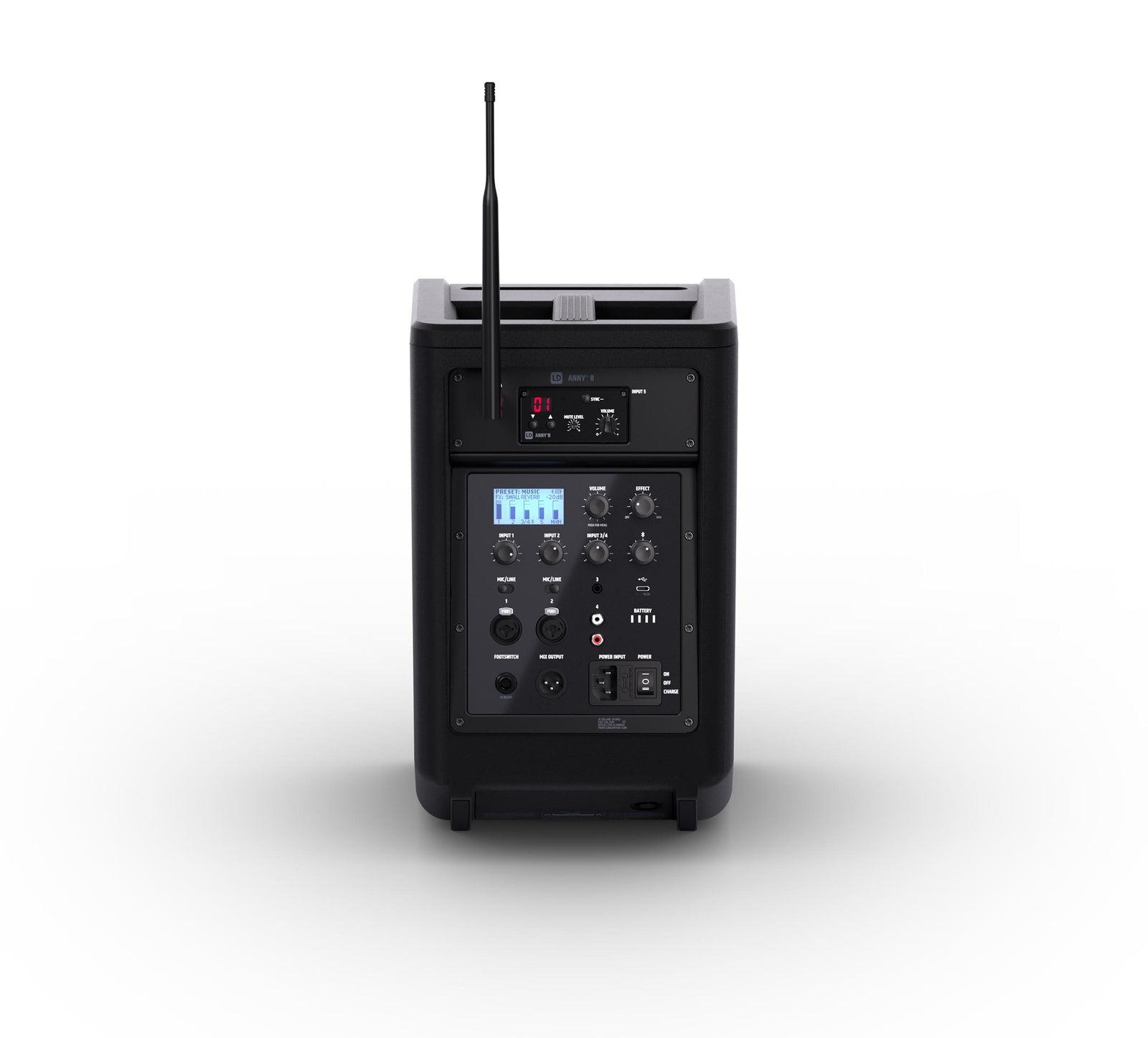 LD Systems ANNY 8 HHD B4.7 (US), Portable Battery-Powered Bluetooth PA Loudspeaker with Mixer and 1x Wireless Handheld Microphone - Stage Black by LD Systems