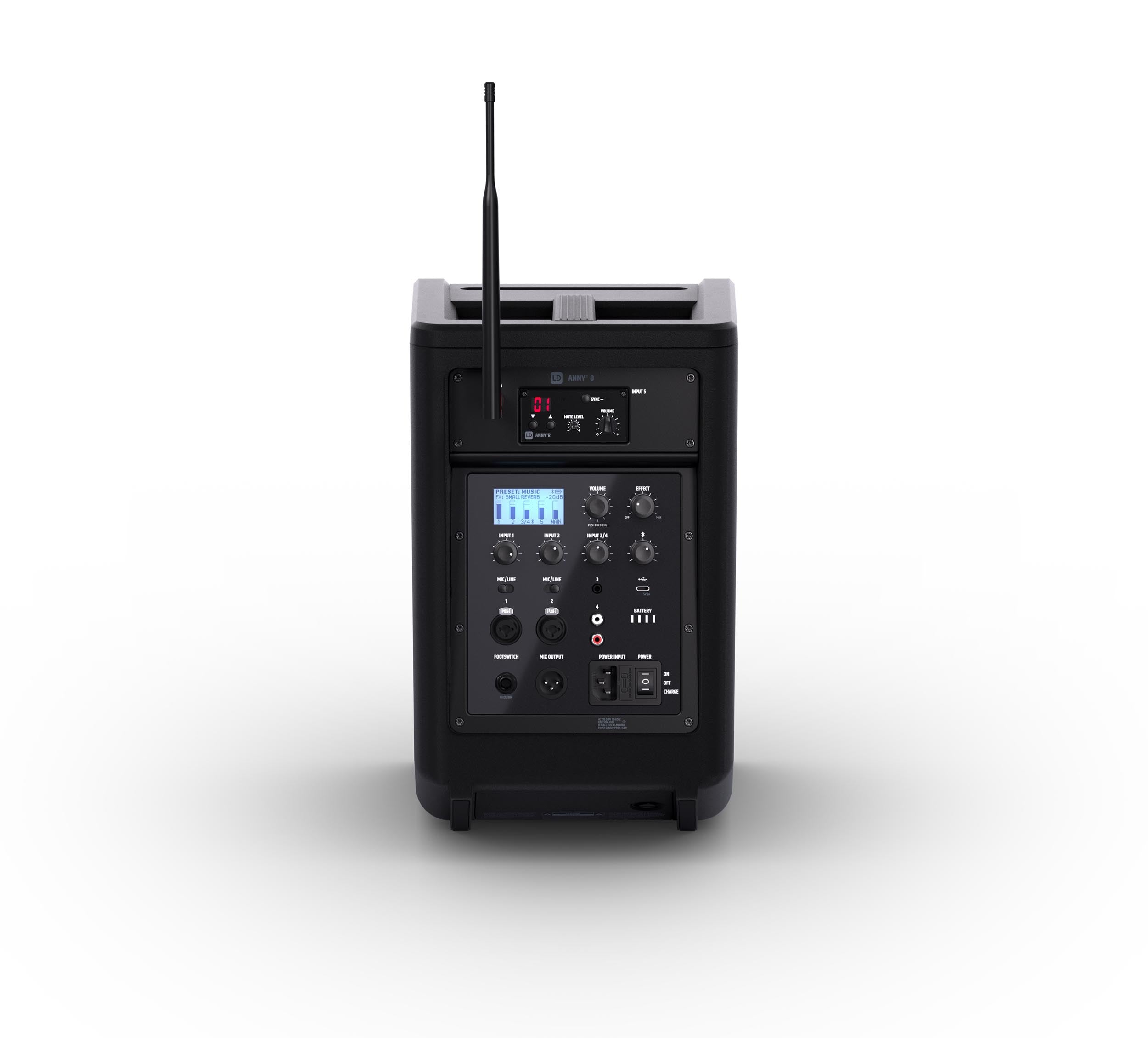 LD Systems ANNY 8 HHD B4.7 (US), Portable Battery-Powered Bluetooth PA Loudspeaker with Mixer and 1x Wireless Handheld Microphone - Stage Black by LD Systems