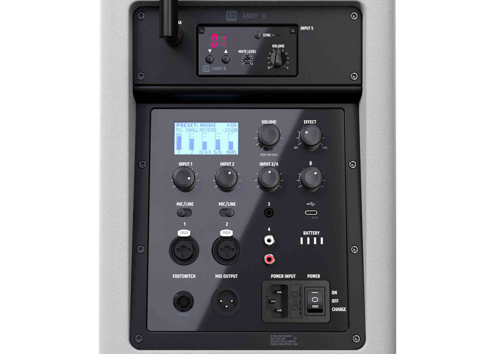 LD Systems AANNY 8 HHD B4.7 W (USA Version), Portable Battery-Powered Bluetooth PA Loudspeaker with Mixer and 1x Wireless Handheld Microphone - Pure White by LD Systems