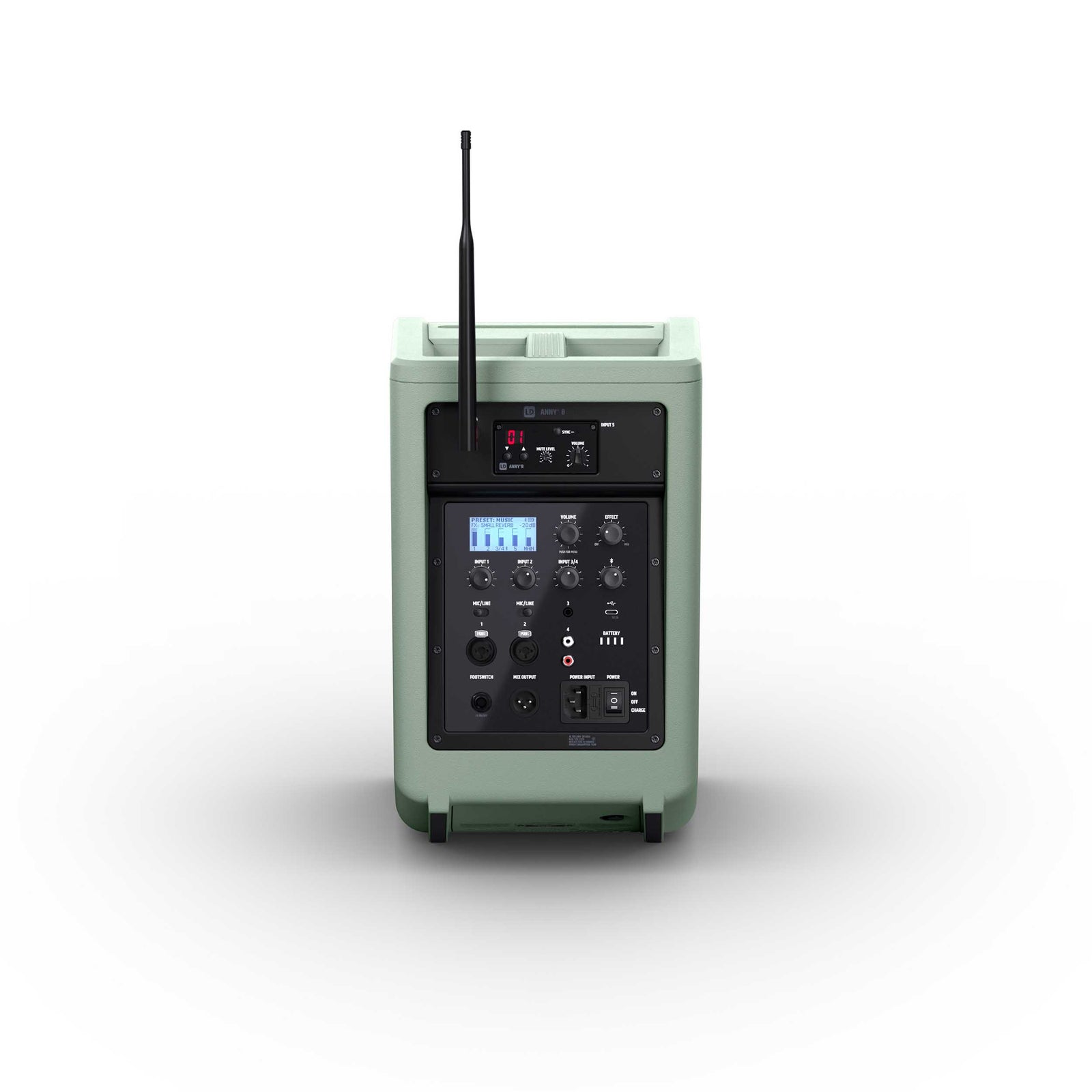 LD Systems ANNY 8 HHD B4.7 GN (US), Battery-Powered Bluetooth PA Loudspeaker with Mixer and 1x Wireless Handheld Microphone - Adventure Green by LD Systems