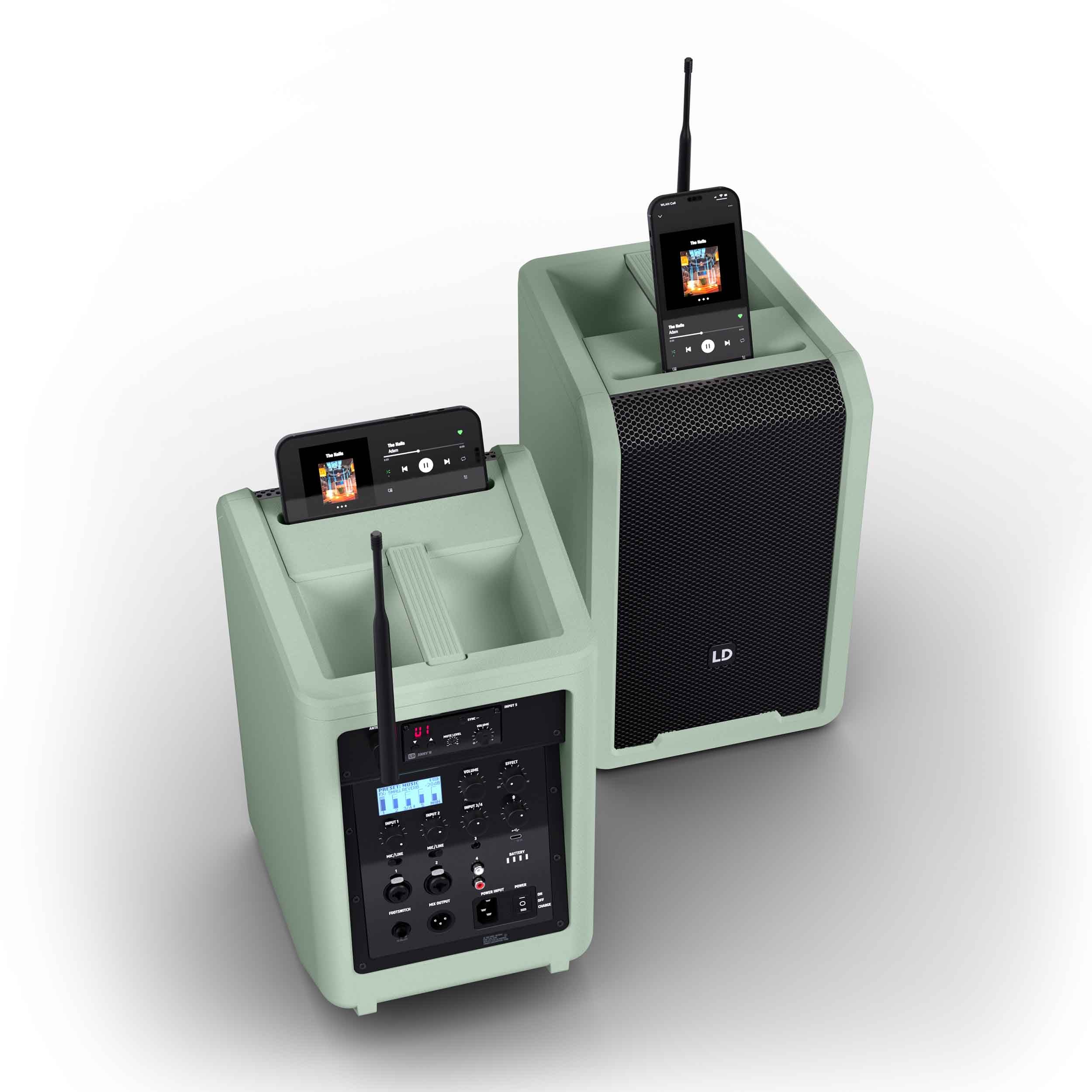 LD Systems ANNY 8 HHD B4.7 GN (US), Battery-Powered Bluetooth PA Loudspeaker with Mixer and 1x Wireless Handheld Microphone - Adventure Green by LD Systems