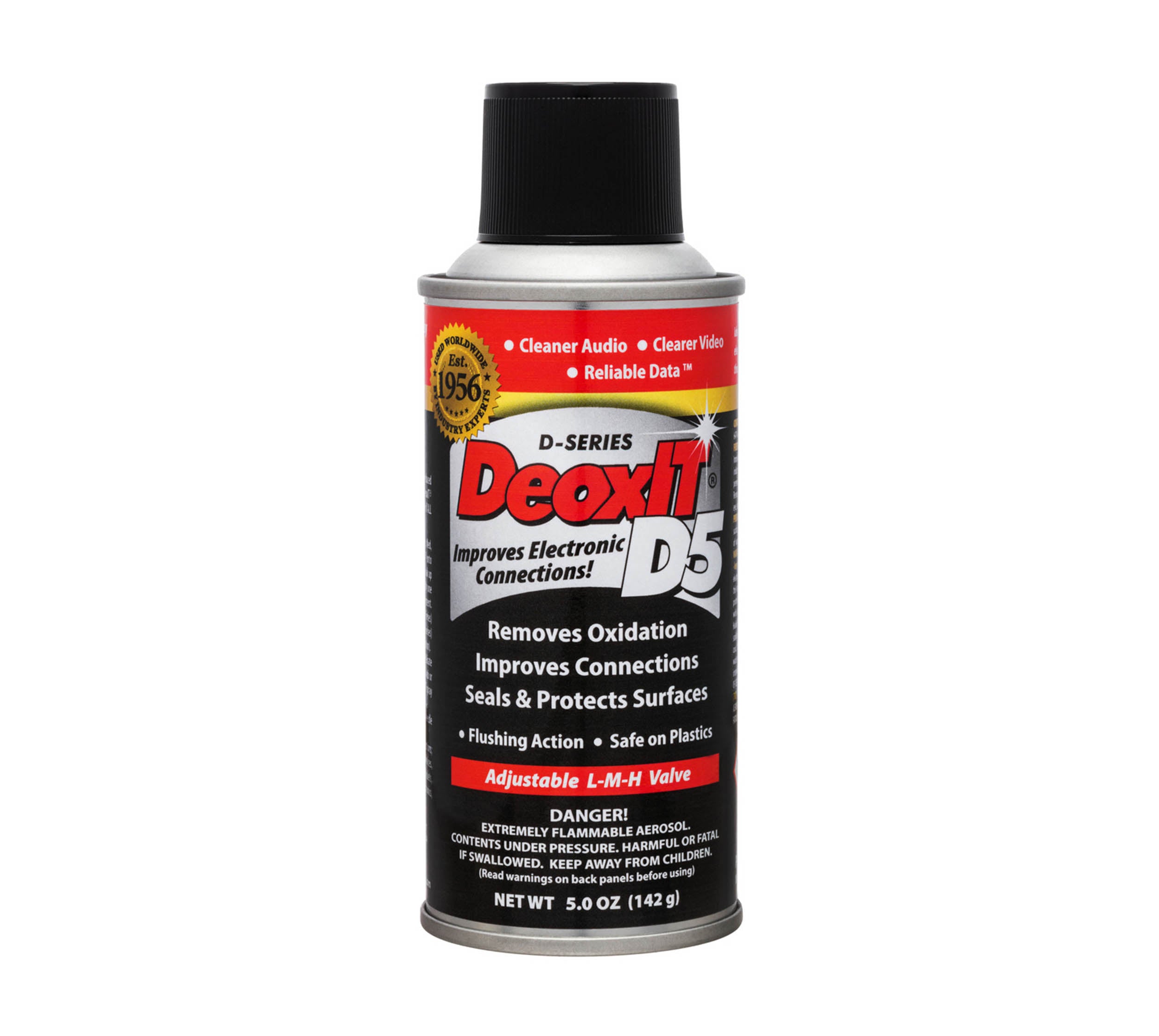 CAIG LABORATORIES DeoxIT D5S-6-LMH, Spray Contact Cleaner Low-Med-High Valve (Pack of 1, 142g)