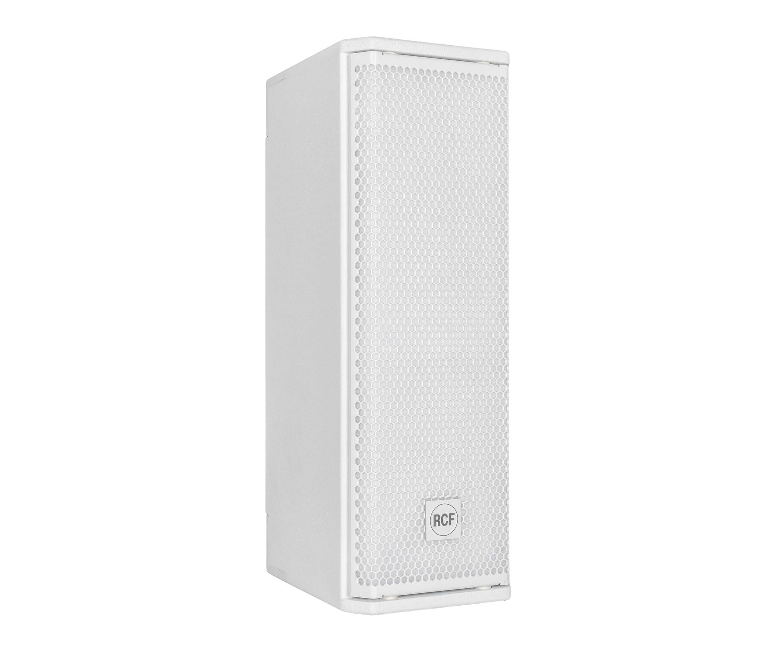 RCF NXL14-A-W, White Compact Active Dual 6-Inch 2-Way Point Source Column Speaker - 2100 Watt