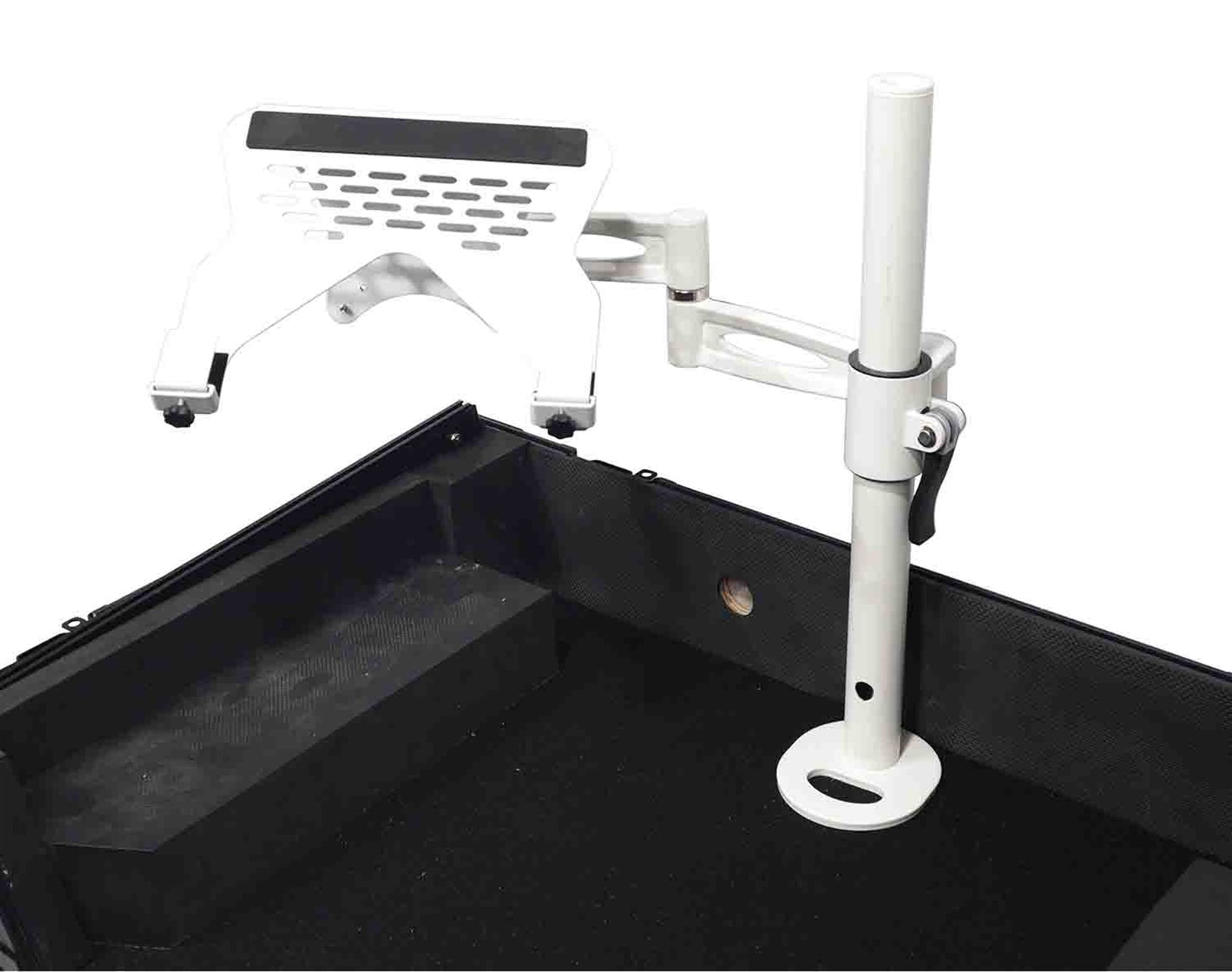 B-Stock: ProX XZF-LTARM PKG WH DJ Package, Articulating Laptop Tray Arm with Shelf and Pole for Control Tower