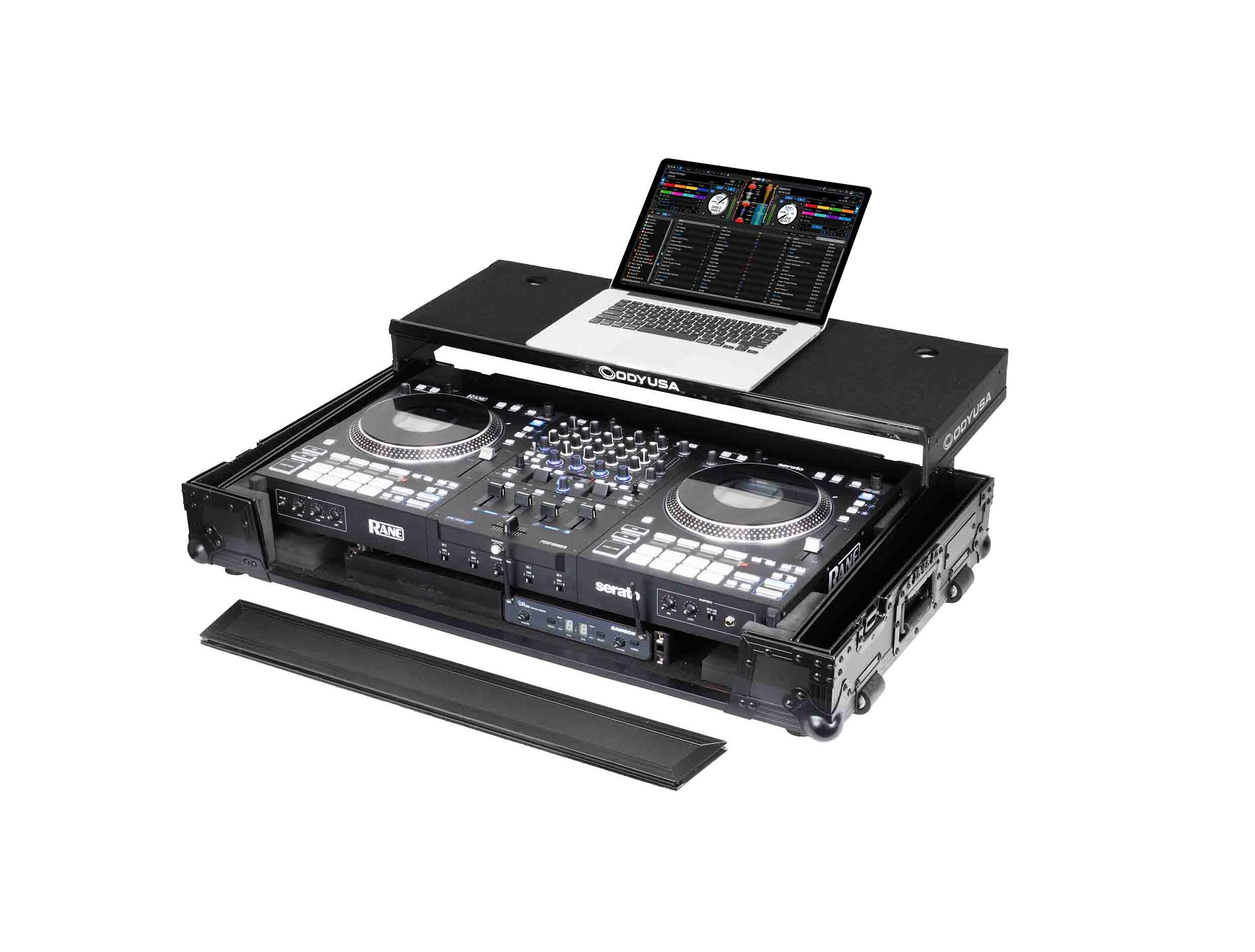 B-Stock: Odyssey FZGSPERFORMERW1BL, Black Label 1U Flight Case for RANE PERFORMER with Glide Style Laptop Platform and Wheels