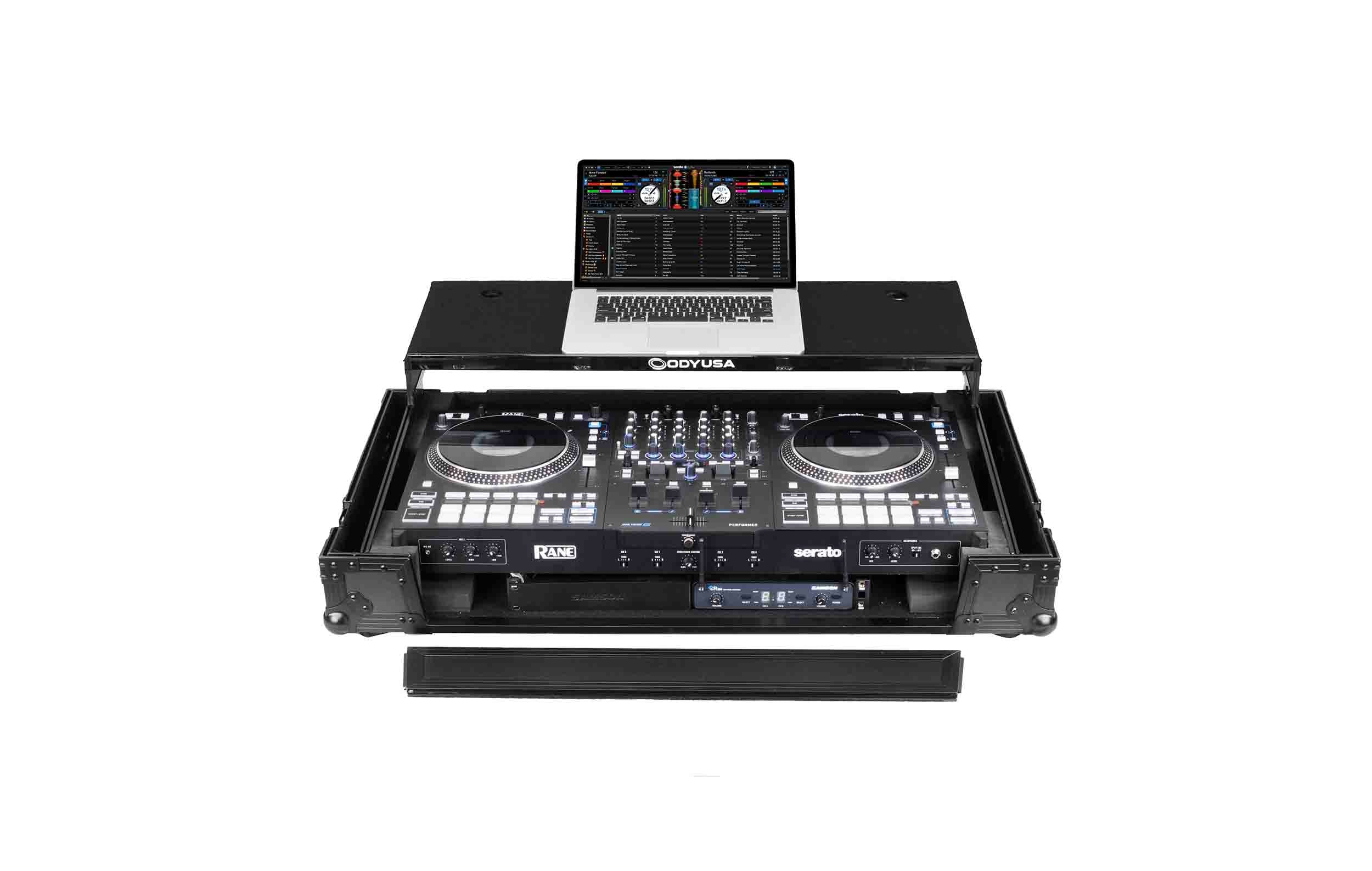 B-Stock: Odyssey FZGSPERFORMERW1BL, Black Label 1U Flight Case for RANE PERFORMER with Glide Style Laptop Platform and Wheels