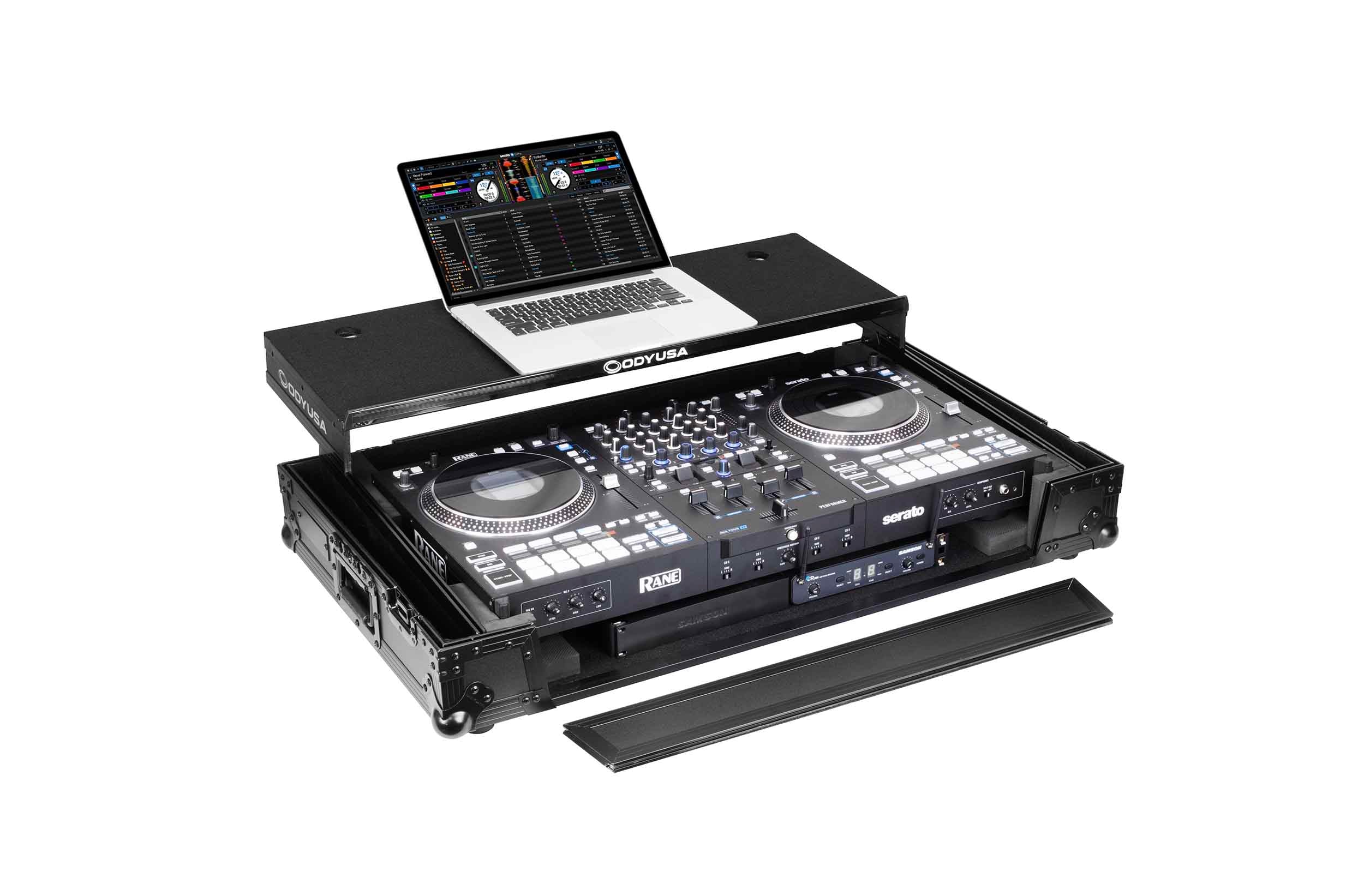 B-Stock: Odyssey FZGSPERFORMERW1BL, Black Label 1U Flight Case for RANE PERFORMER with Glide Style Laptop Platform and Wheels