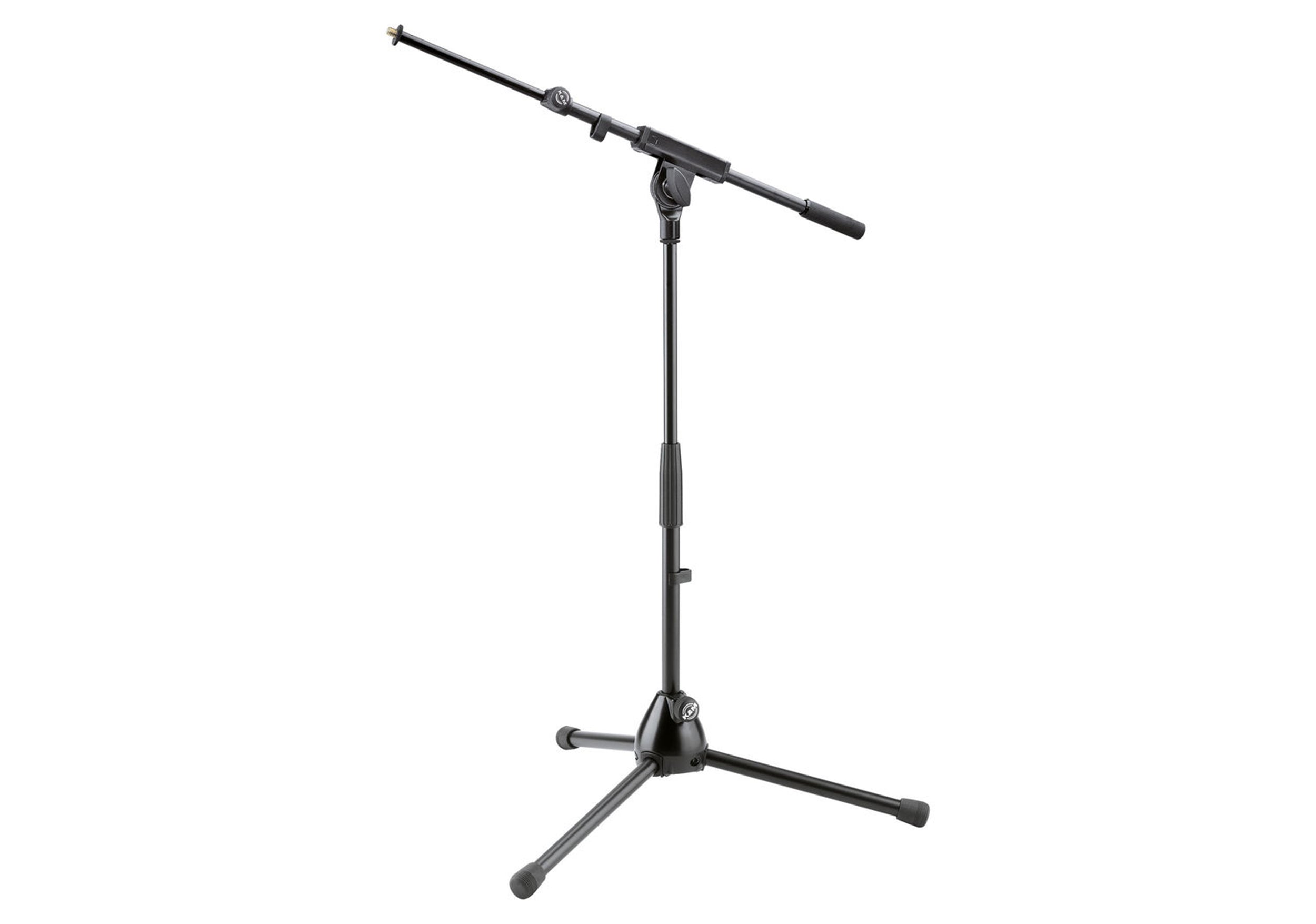 K&M 25977, Low-Level Tripod Microphone Stand with Telescoping Boom - Black by K&M