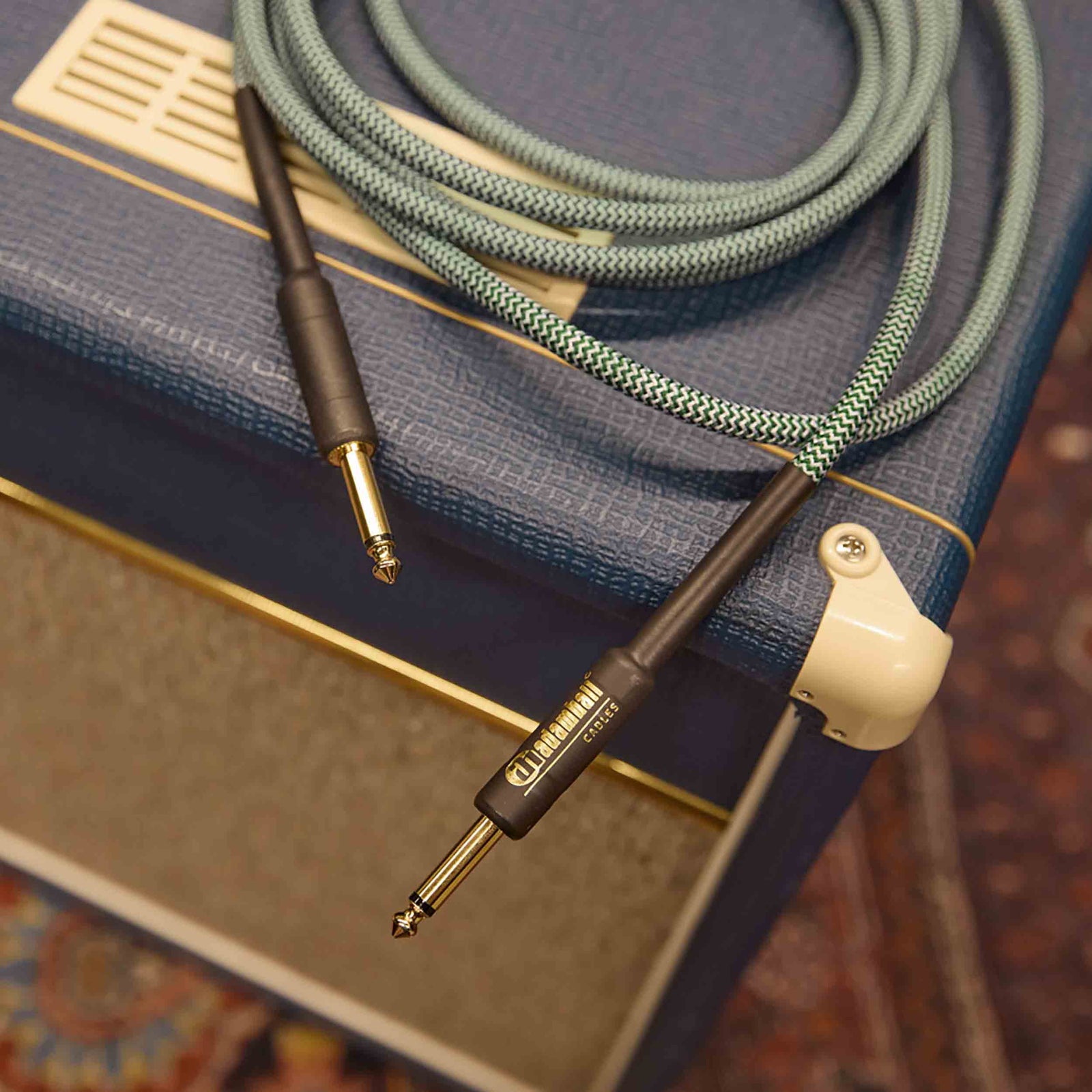 Adam Hall 4 STAR IPP 0600 GRN, Green Nylon Jacket Instrument Cable with Jack TS Connector - 6 Meter by Adam Hall