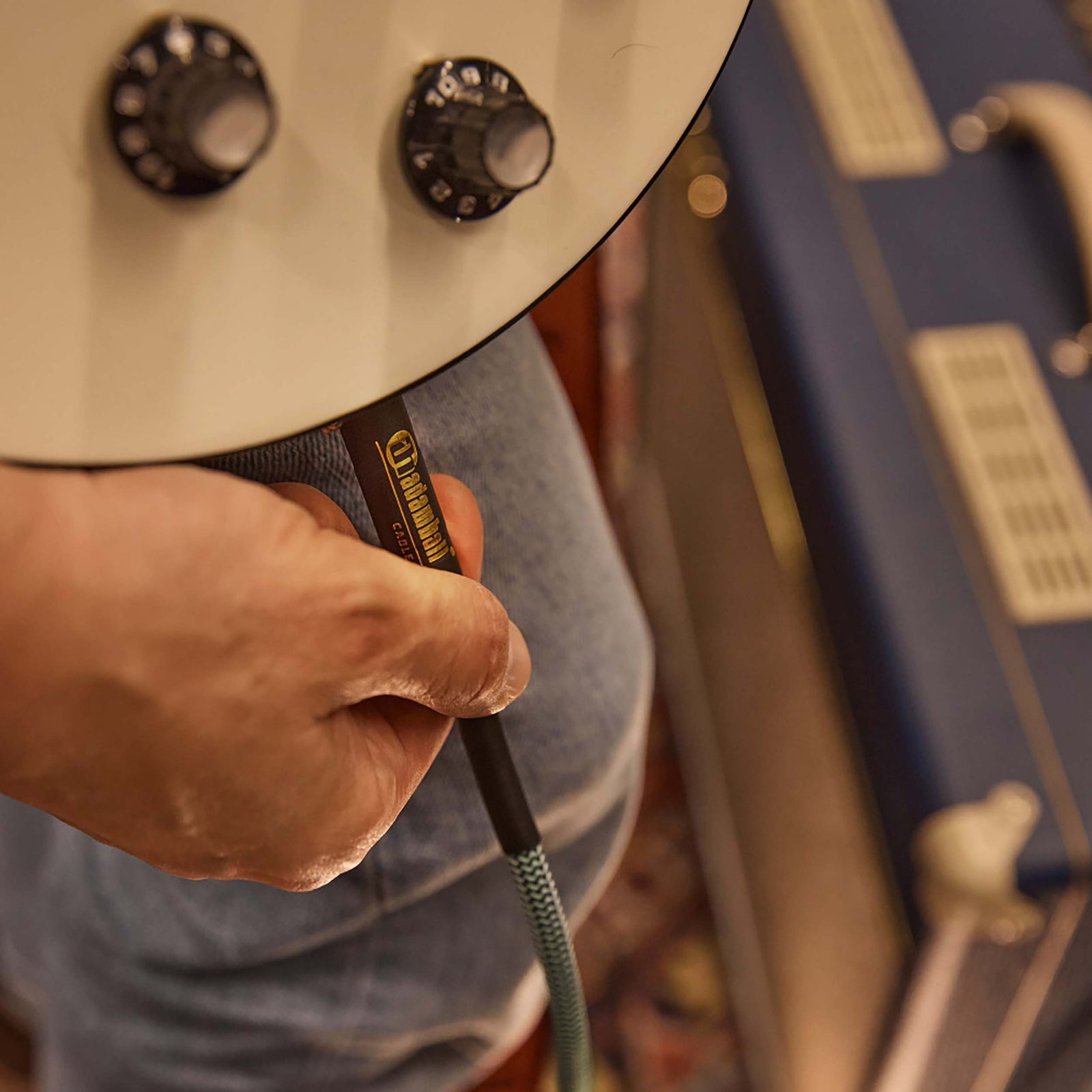 Adam Hall 4 STAR IPP 0600 GRN, Green Nylon Jacket Instrument Cable with Jack TS Connector - 6 Meter by Adam Hall