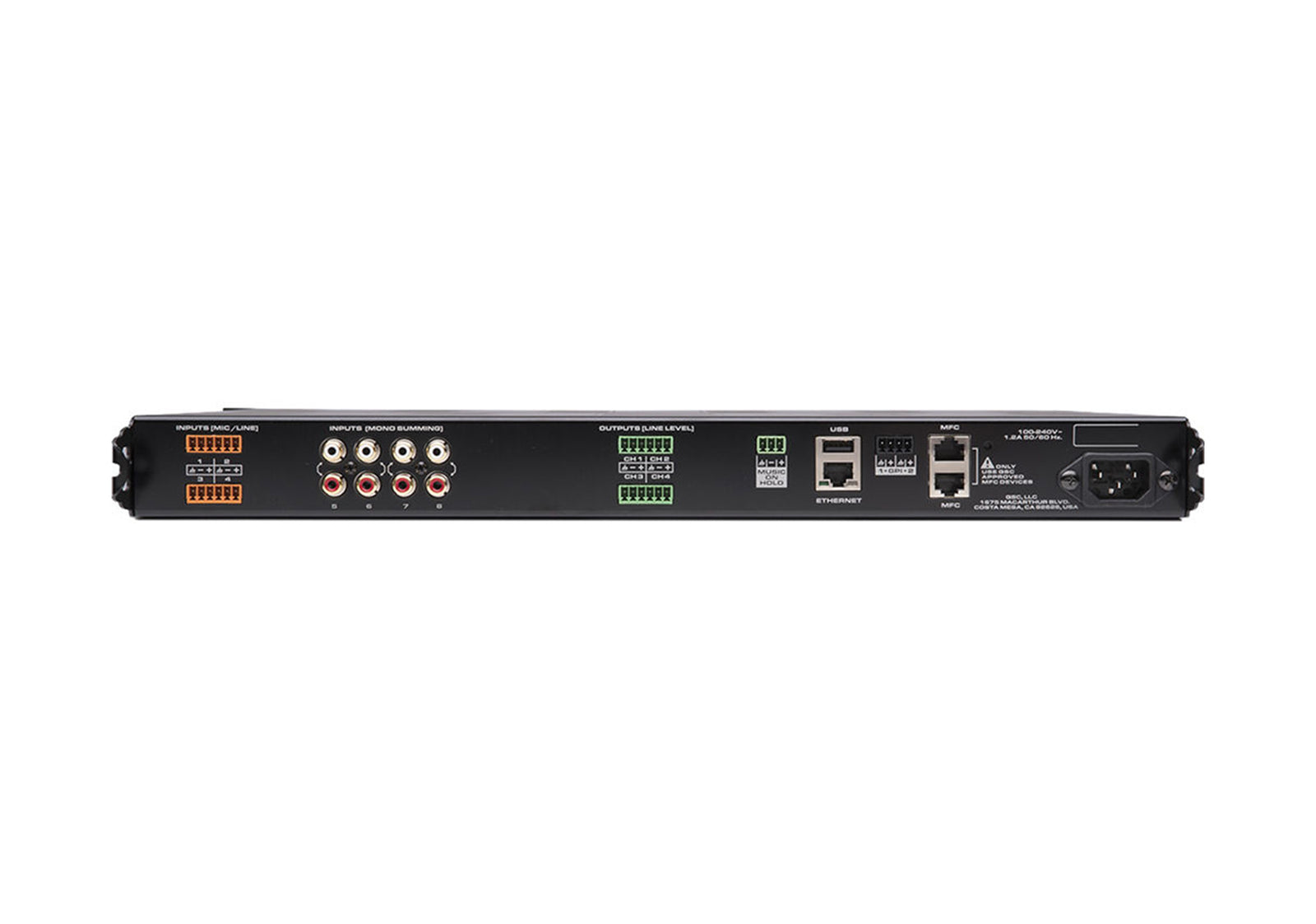 QSC MP-M40 Digital Business Music and Paging Zone Mixer/Processor - 8 Inputs and 4 Outputs by QSC