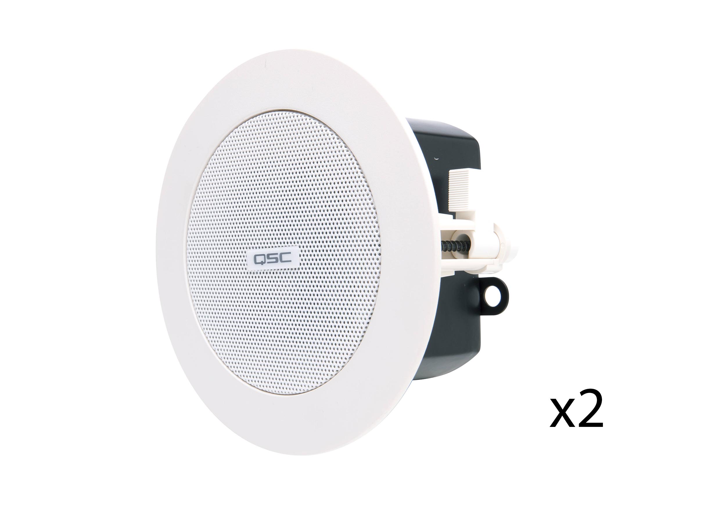 QSC AD-C.SAT-WH 2.75-Inch Small Format Ceiling Satellite Loudspeaker - Pair White by QSC