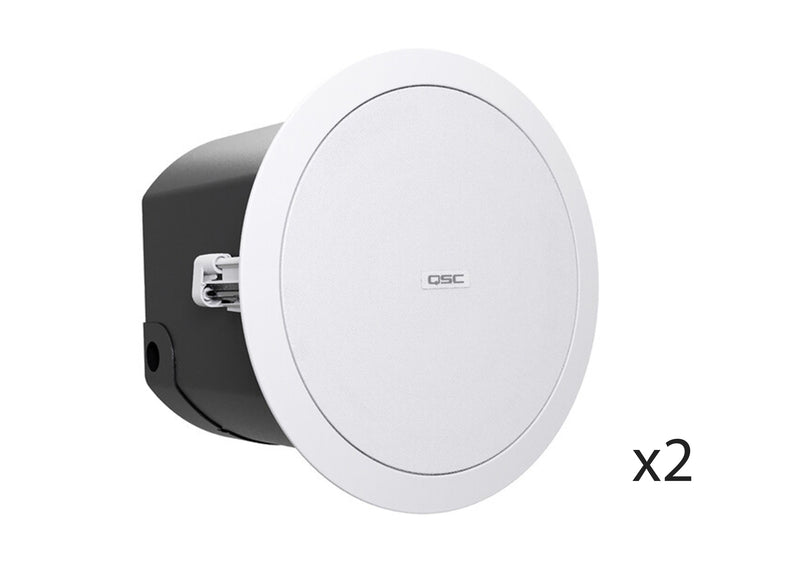 QSC AD-C6T-HP, 6.5 Inch 2-Way High Power and Blind Mount 120 Deg Ceiling Speakers - 70/100V - Pair White by QSC