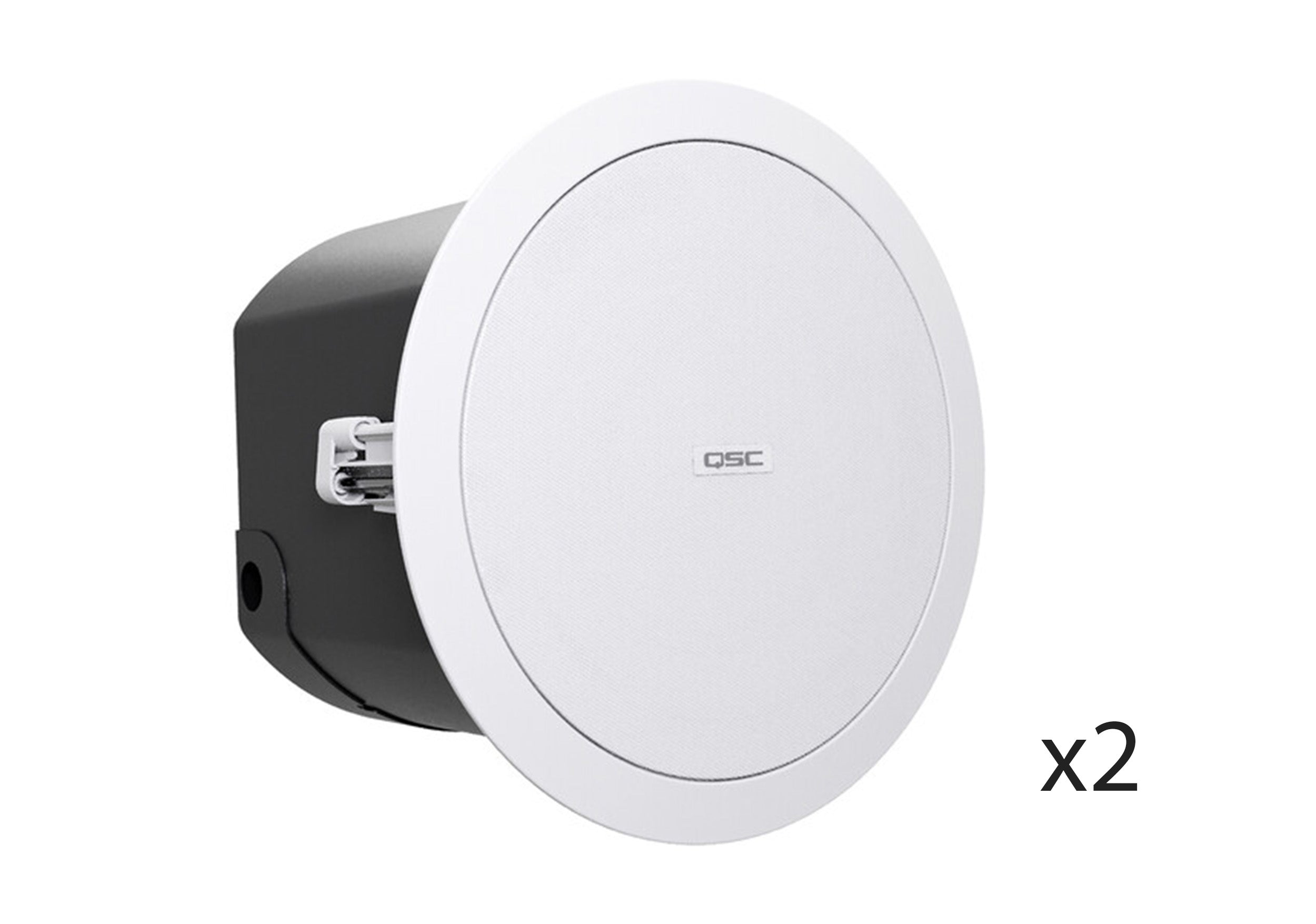 QSC AD-C6T-HP, 6.5 Inch 2-Way High Power and Blind Mount 120 Deg Ceiling Speakers - 70/100V - Pair White by QSC