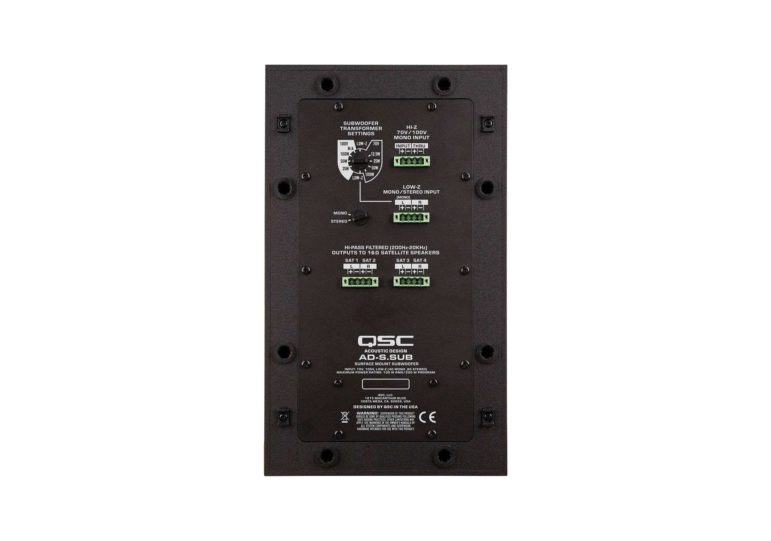 QSC AD-S.SUB-BK 6.5-Inch Dual Voice Coil, Small Format Surface Subwoofer - Black by QSC