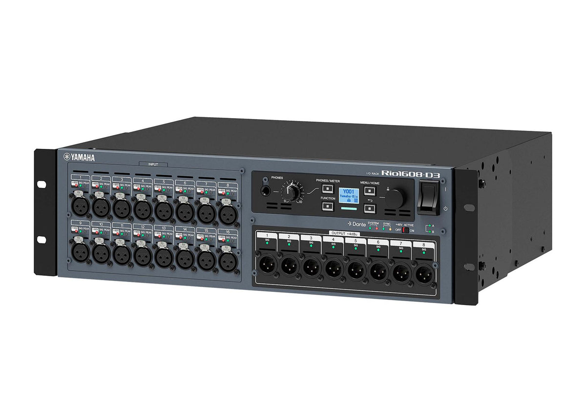 Yamaha Rio1608 D3, 16x8 Dante I/O Rack with 16 Inputs and 8 Outputs