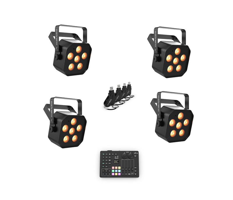 Chauvet DJ Quad Color RGBA LED Par DJ Lighting Package with USB Transceiver and Wireless Lighting Controller by Chauvet DJ