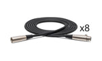 Hosa MCL-110-BULK 10 Ft Microphone Cable Package XLR3F to XLR3M - 8 Pack by HOSA