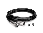 Hosa MCL-103-BULK 3 Ft Microphone Cable Package XLR3F to XLR3M - 15 Pack by HOSA