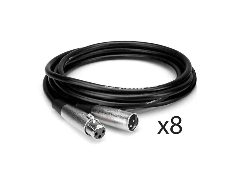 Hosa MCL-115-BULK 15 Ft Microphone Cable Package XLR3F to XLR3M - 8 Pack by HOSA