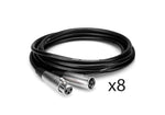 Hosa MCL-115-BULK 15 Ft Microphone Cable Package XLR3F to XLR3M - 8 Pack by HOSA