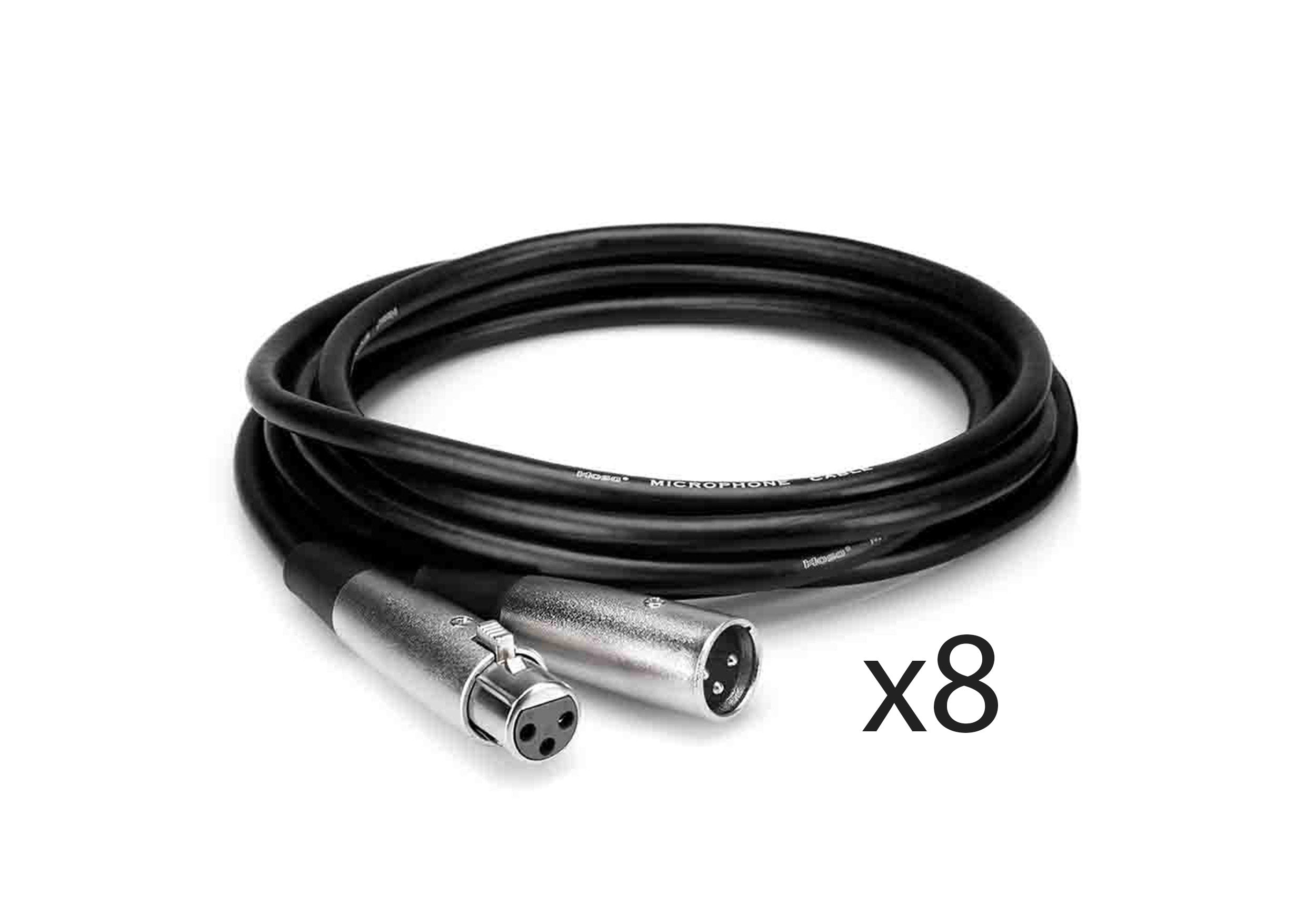 Hosa MCL-115-BULK 15 Ft Microphone Cable Package XLR3F to XLR3M - 8 Pack by HOSA