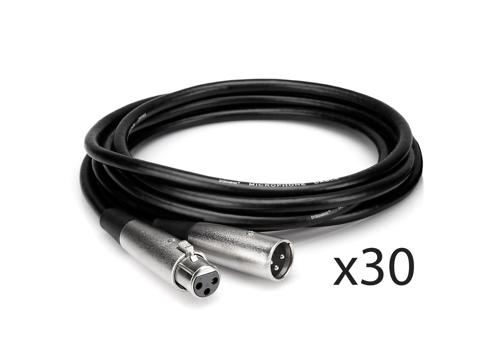 Hosa MCL-125-BULK 25 Ft Microphone Cable Package XLR3F to XLR3M - 30 Pack by HOSA