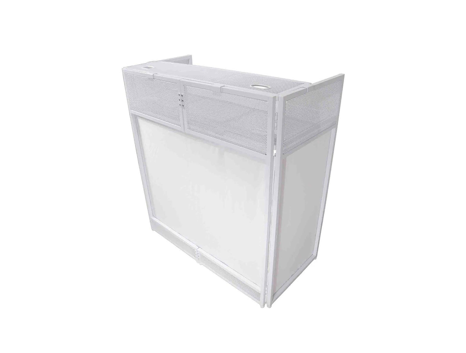 ProX XF-VISTA WH MK2 DJ Booth Facade Table Station Frame with Scrim kit and Padded Travel Bag - White/ Black by ProX Cases
