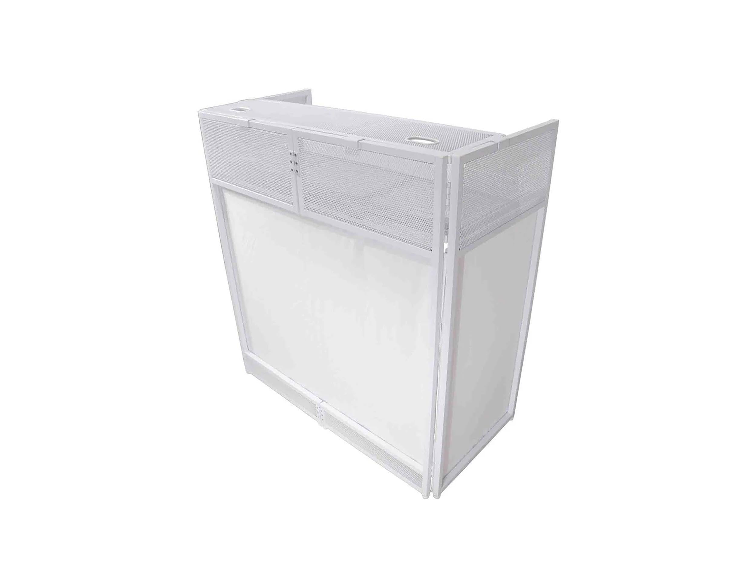 ProX XF-VISTA WH MK2 DJ Booth Facade Table Station Frame with Scrim kit and Padded Travel Bag - White/ Black by ProX Cases