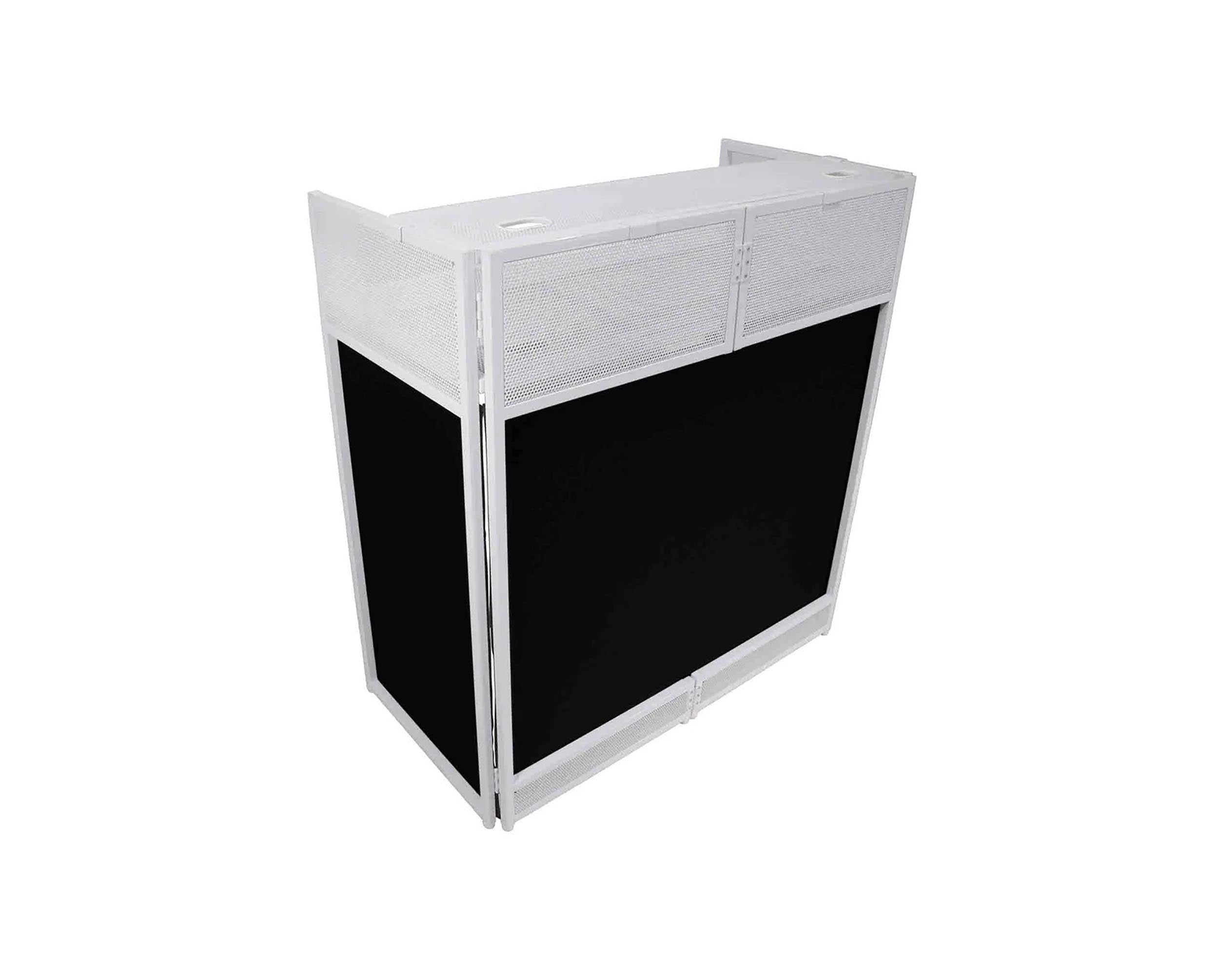 ProX XF-VISTA WH MK2 DJ Booth Facade Table Station Frame with Scrim kit and Padded Travel Bag - White/ Black by ProX Cases