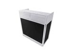 ProX XF-VISTA WH MK2 DJ Booth Facade Table Station Frame with Scrim kit and Padded Travel Bag - White/ Black by ProX Cases