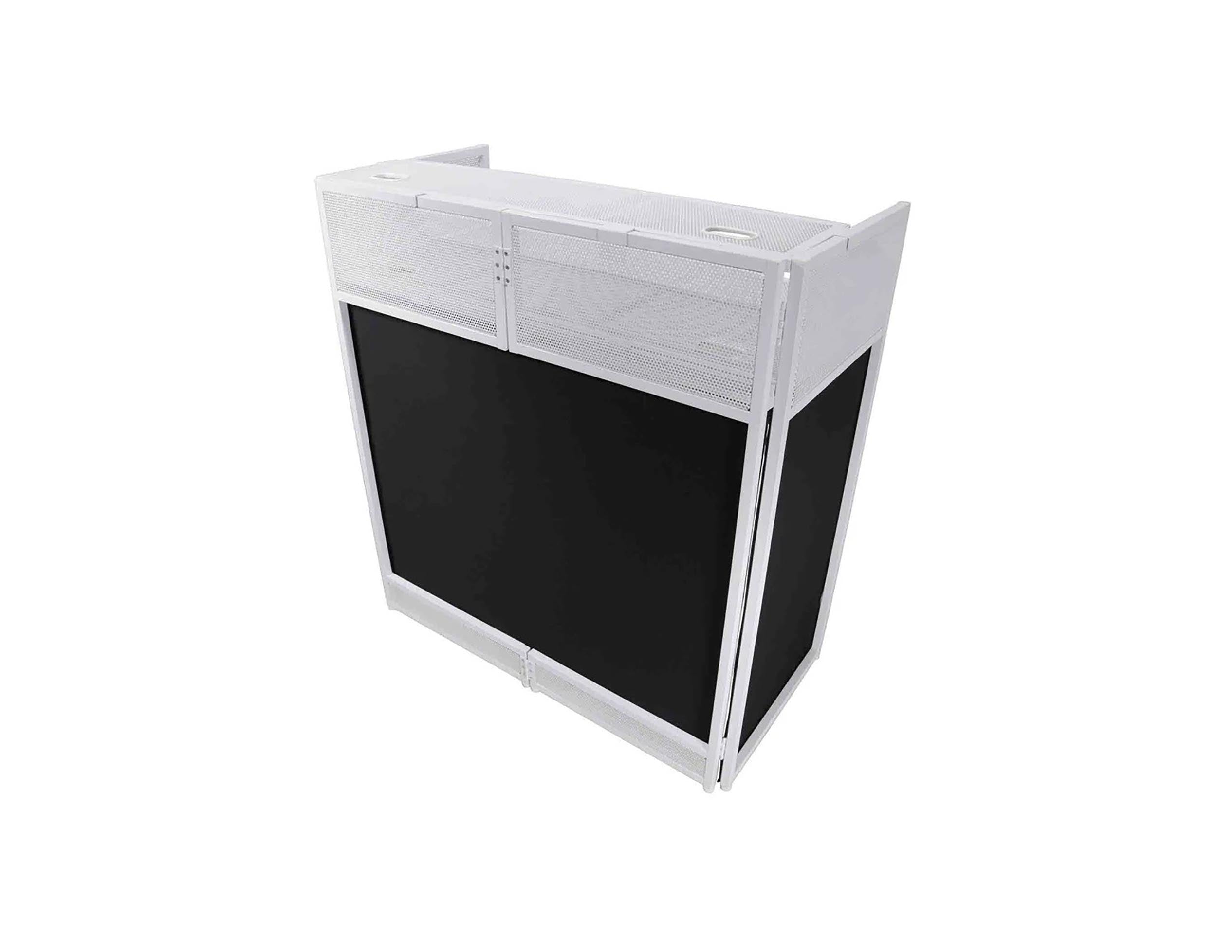 ProX XF-VISTA WH MK2 DJ Booth Facade Table Station Frame with Scrim kit and Padded Travel Bag - White/ Black by ProX Cases
