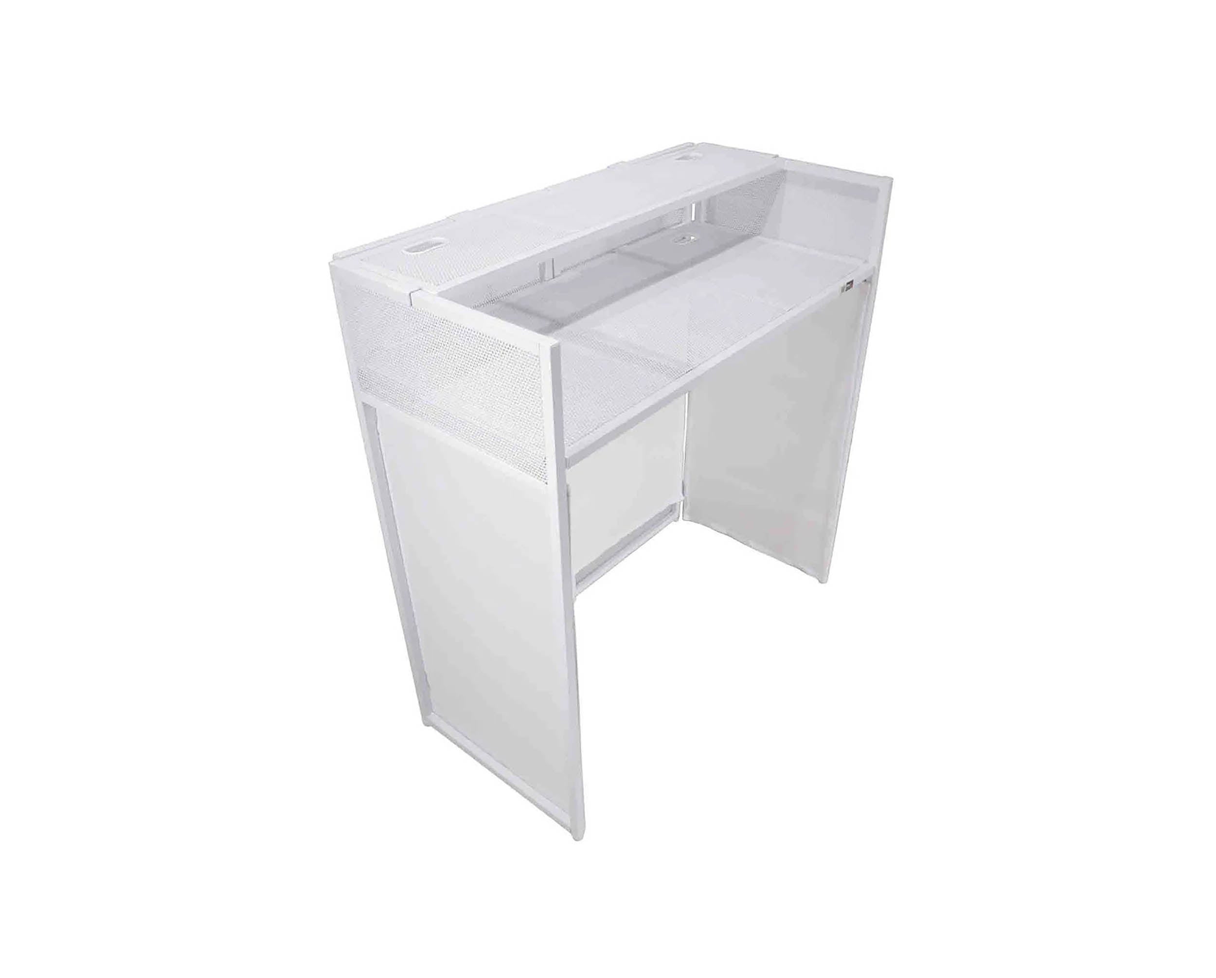 ProX XF-VISTA WH MK2 DJ Booth Facade Table Station Frame with Scrim kit and Padded Travel Bag - White/ Black by ProX Cases
